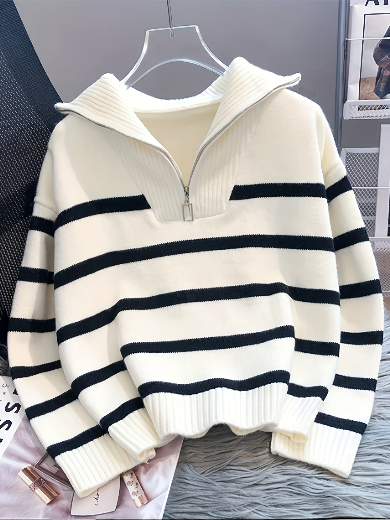 Cakulo FallFreshness Women's Fashionable & Casual Long Knitted Cardigan with Letter Pattern Simple Design Everyday Wear Essential Piece