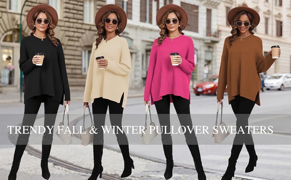 CAKULO Women's Batwing Oversized Loose Fall Knitted Pullover