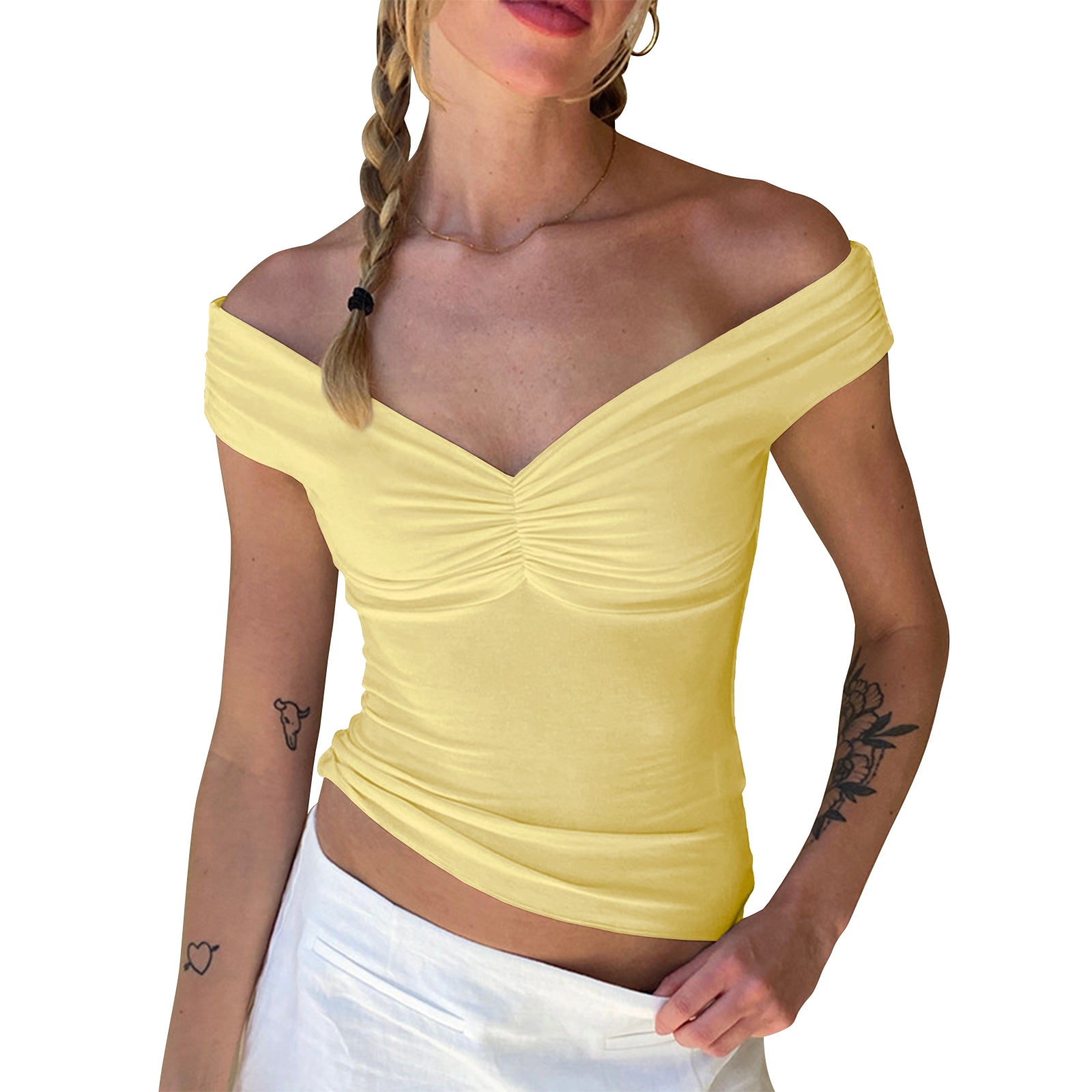 Cakulo Women's Sexy Y2K Off-Shoulder Sleeveless Crop Top