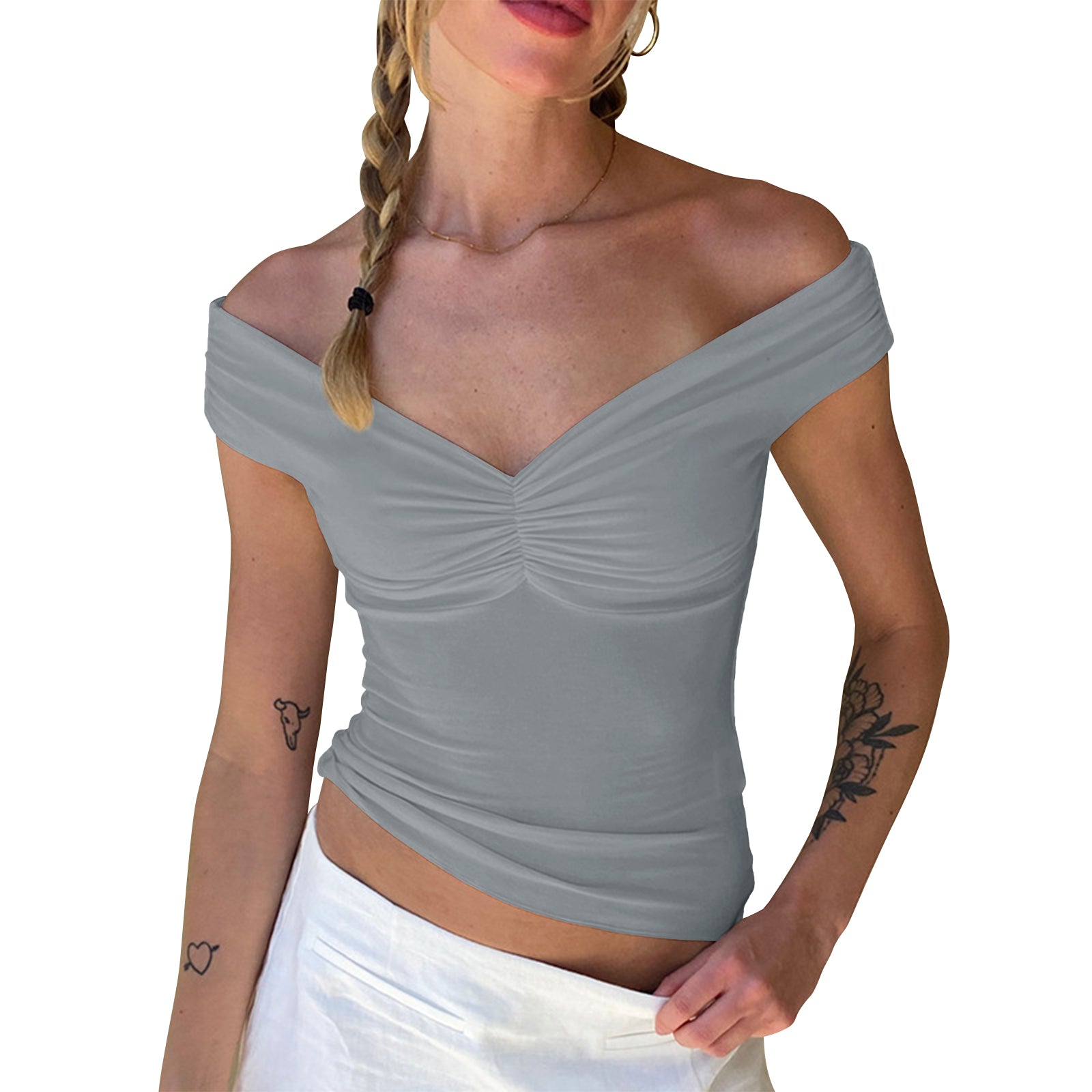 Cakulo Women's Sexy Y2K Off-Shoulder Sleeveless Crop Top