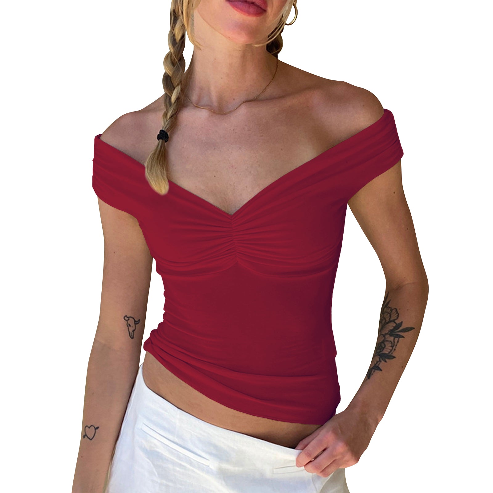 Cakulo Women's Sexy Y2K Off-Shoulder Sleeveless Crop Top