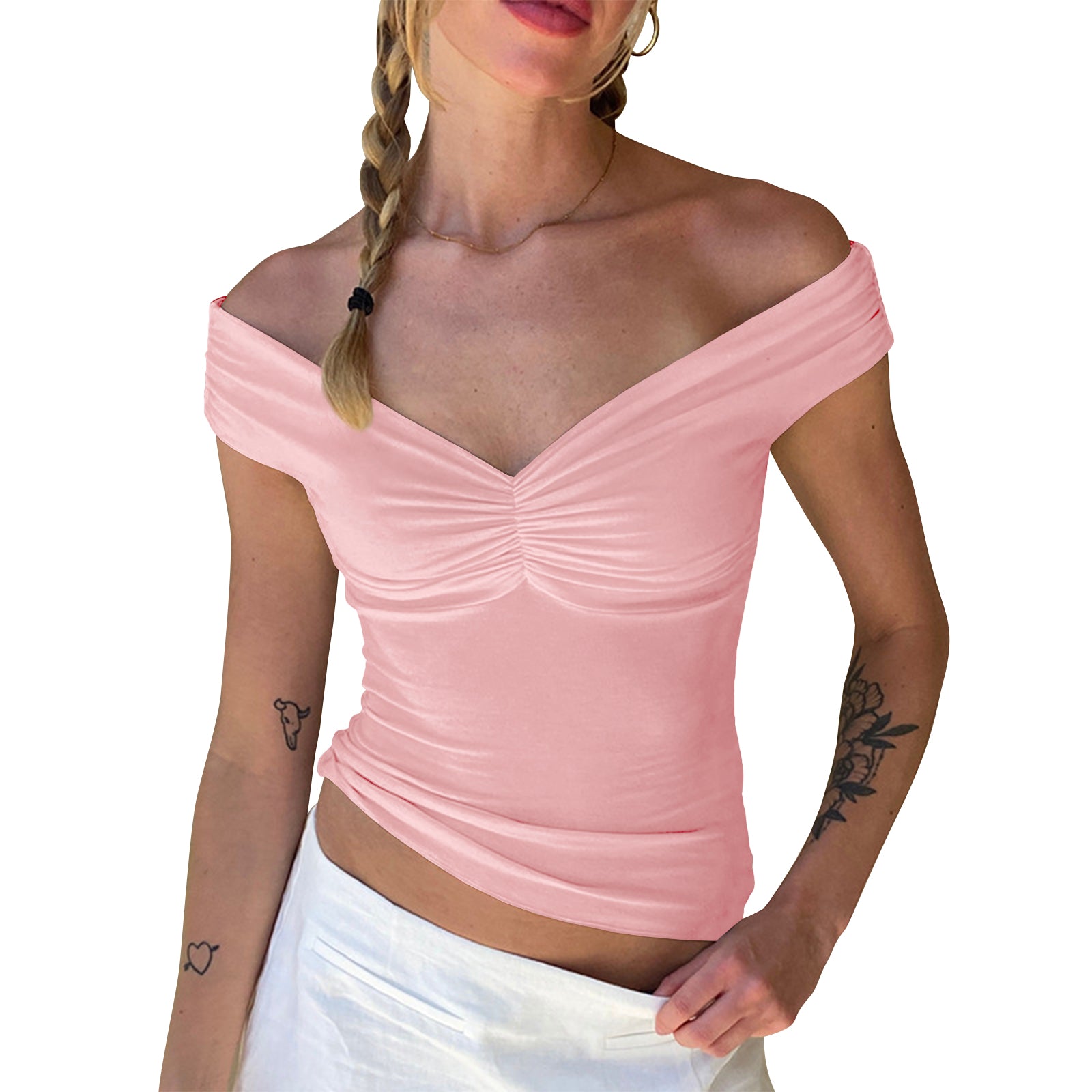 Cakulo Women's Sexy Y2K Off-Shoulder Sleeveless Crop Top
