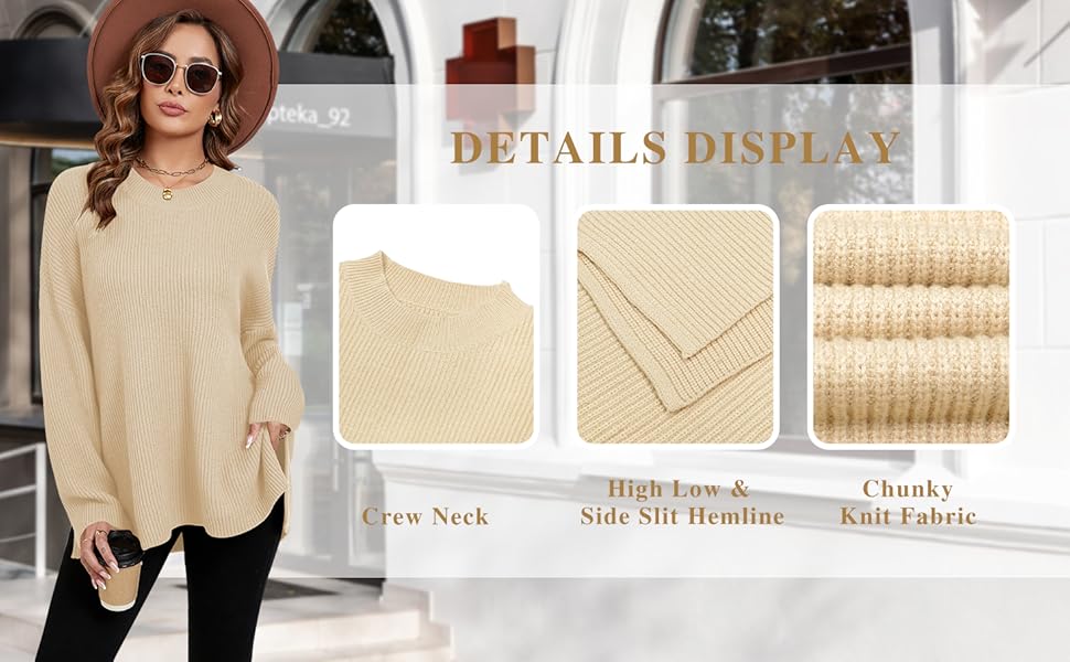 CAKULO Women's Batwing Oversized Loose Fall Knitted Pullover