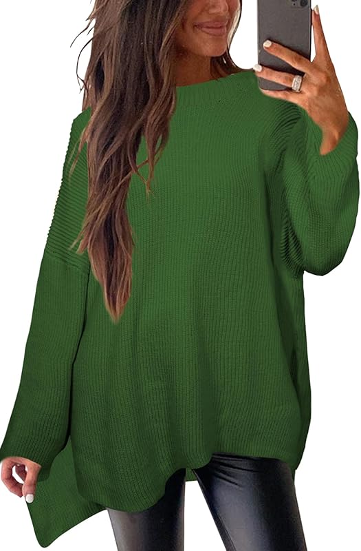 CAKULO Women's Batwing Oversized Loose Fall Knitted Pullover