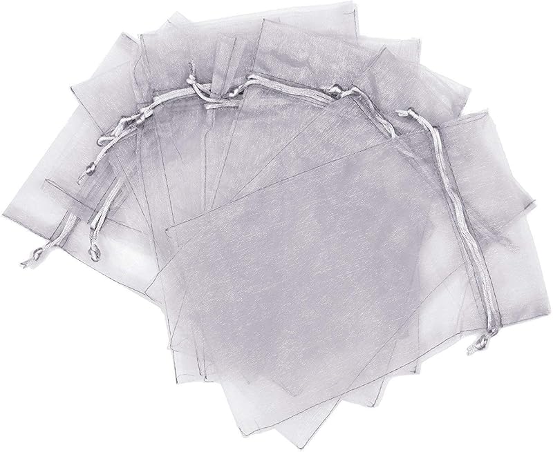 100pcs 3.9x4.7 Organza Gift Bags Drawstring for Wedding Candy Jewelry