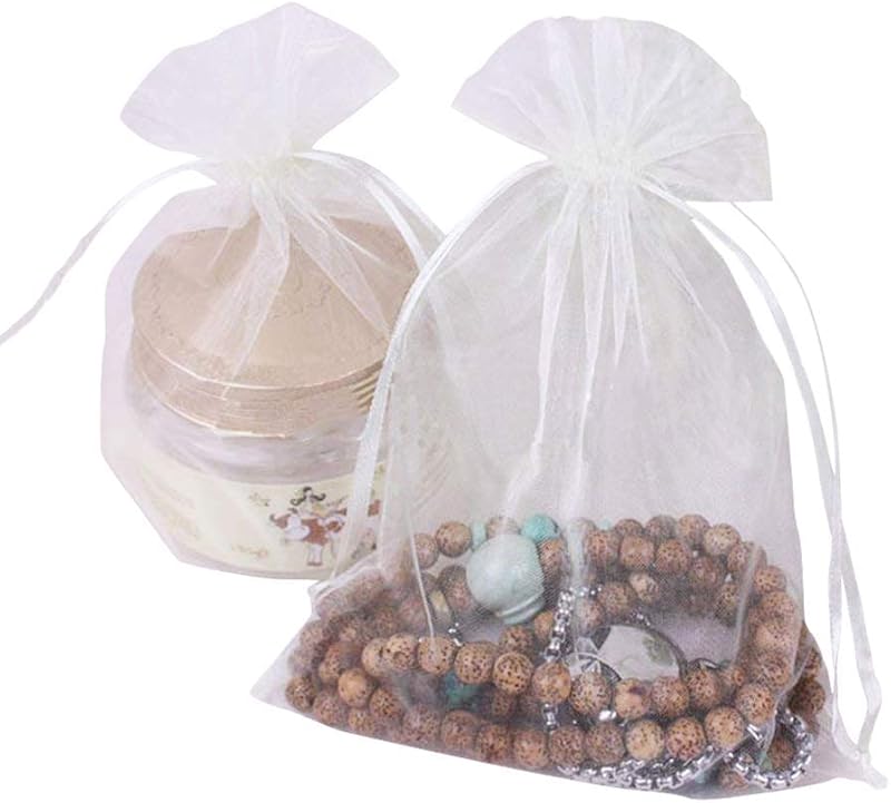 100pcs Grey Organza Bags 5x7in Drawstring Jewelry Party Wedding Favors