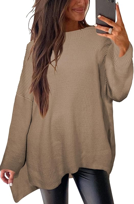 CAKULO Women's Batwing Oversized Loose Fall Knitted Pullover