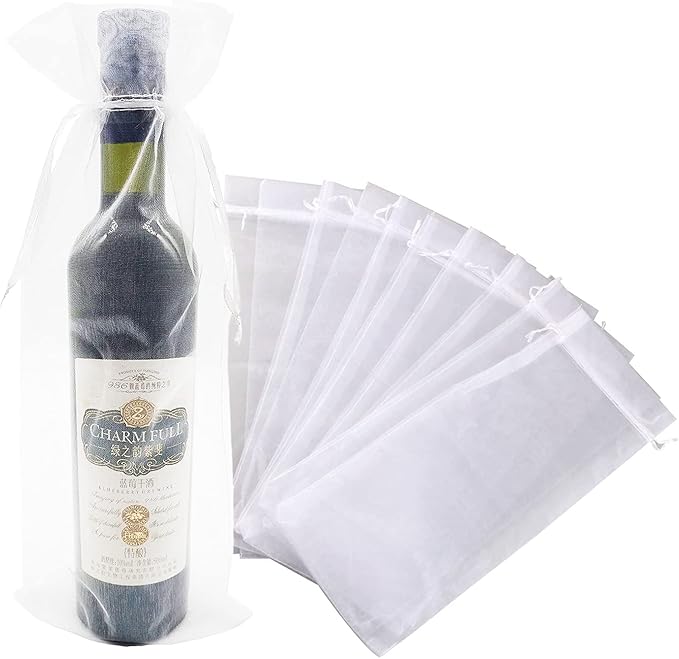 20pcs  Organza Wine Bags 5.5x14.5in Drawstring for Wedding Baby Shower