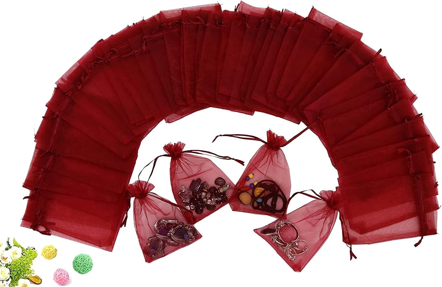 Women's Plus Size Yoga Flare Capris Drawstring Organza Bags Store Rings Earrings Wedding Baby Shower Favors