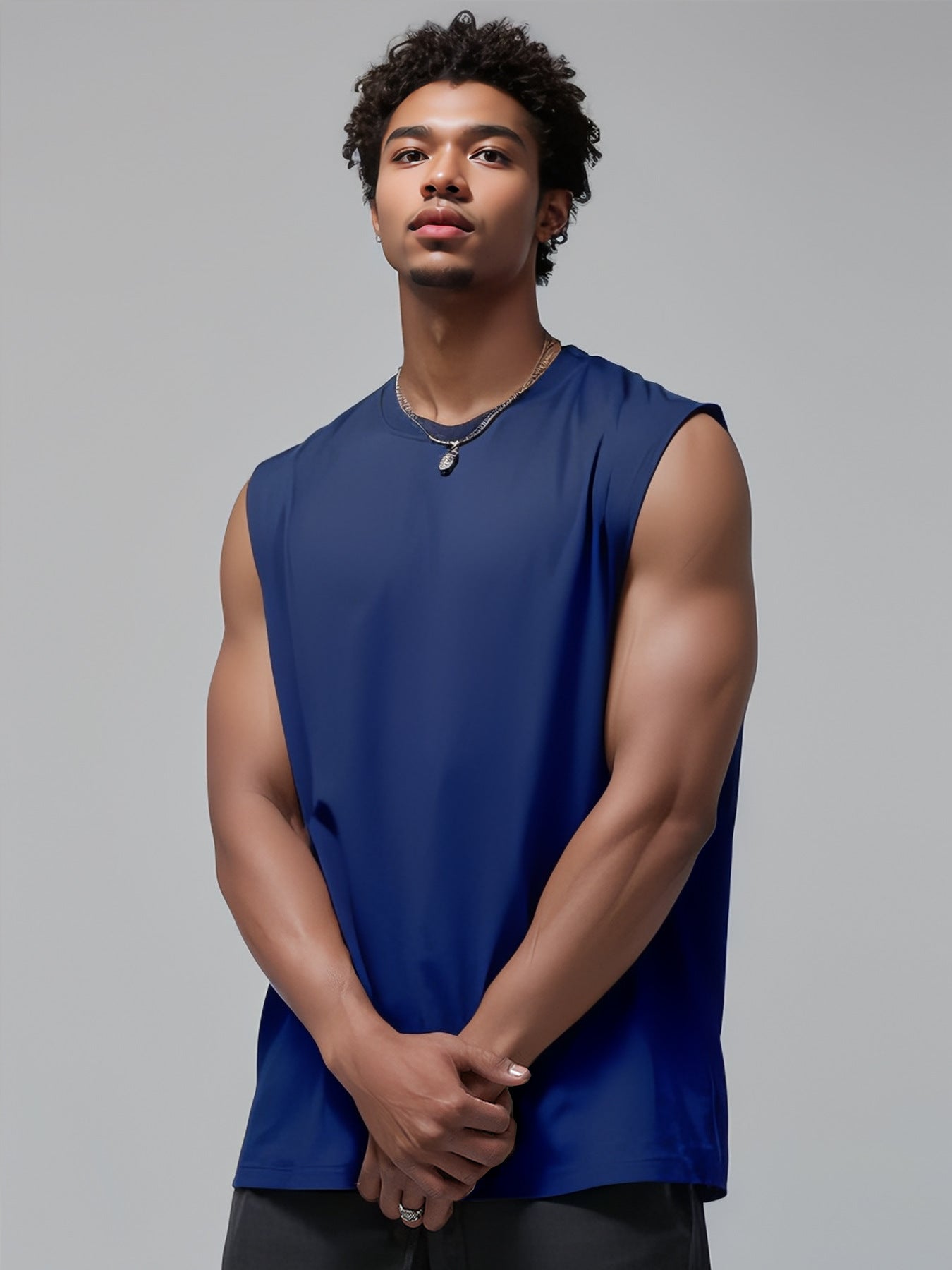 Cakulo Men's Wide Shoulder Sleeveless Vest Men's Simple Solid Color Loose