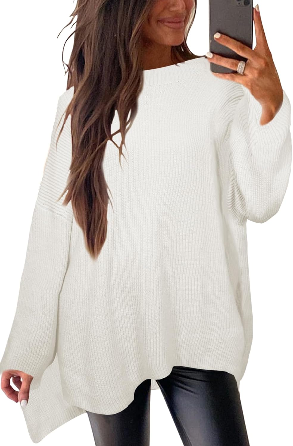 CAKULO Women's Batwing Oversized Loose Fall Knitted Pullover