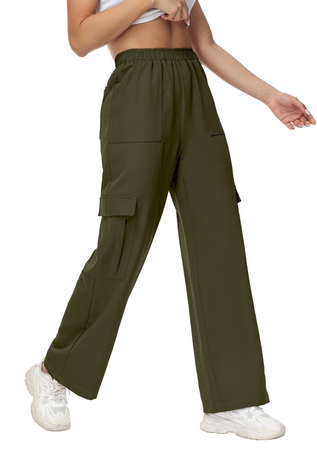 Cakulo Women's Wide Straight Leg Pants with 6 Pockets