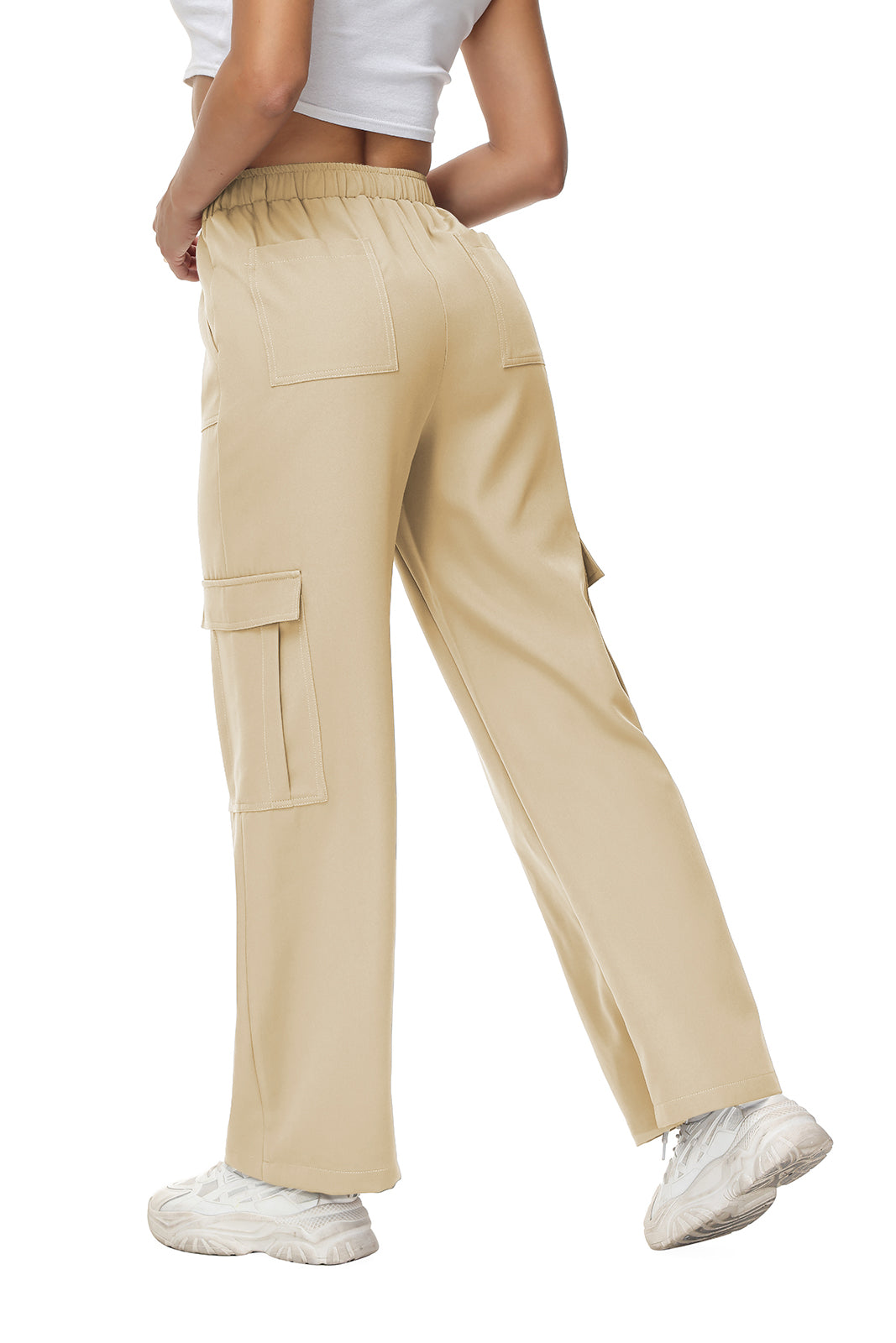 Cakulo Women's Wide Straight Leg Pants with 6 Pockets
