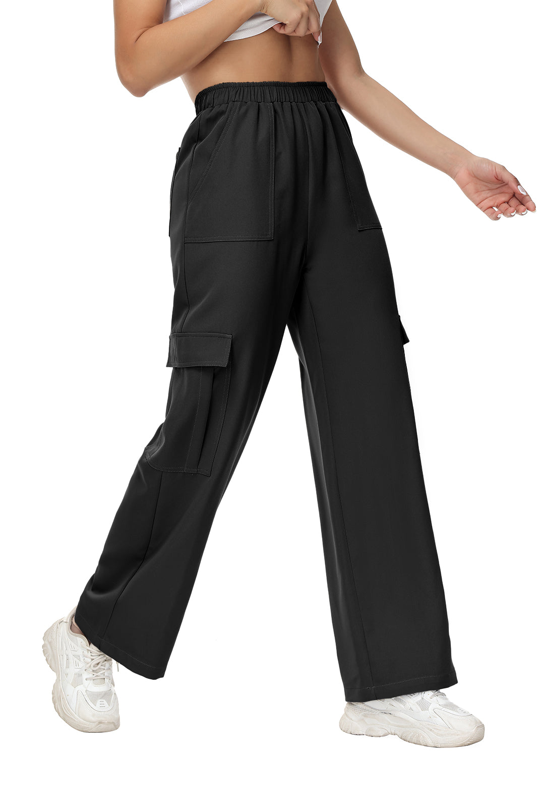 Cakulo Women's Wide Straight Leg Pants with 6 Pockets