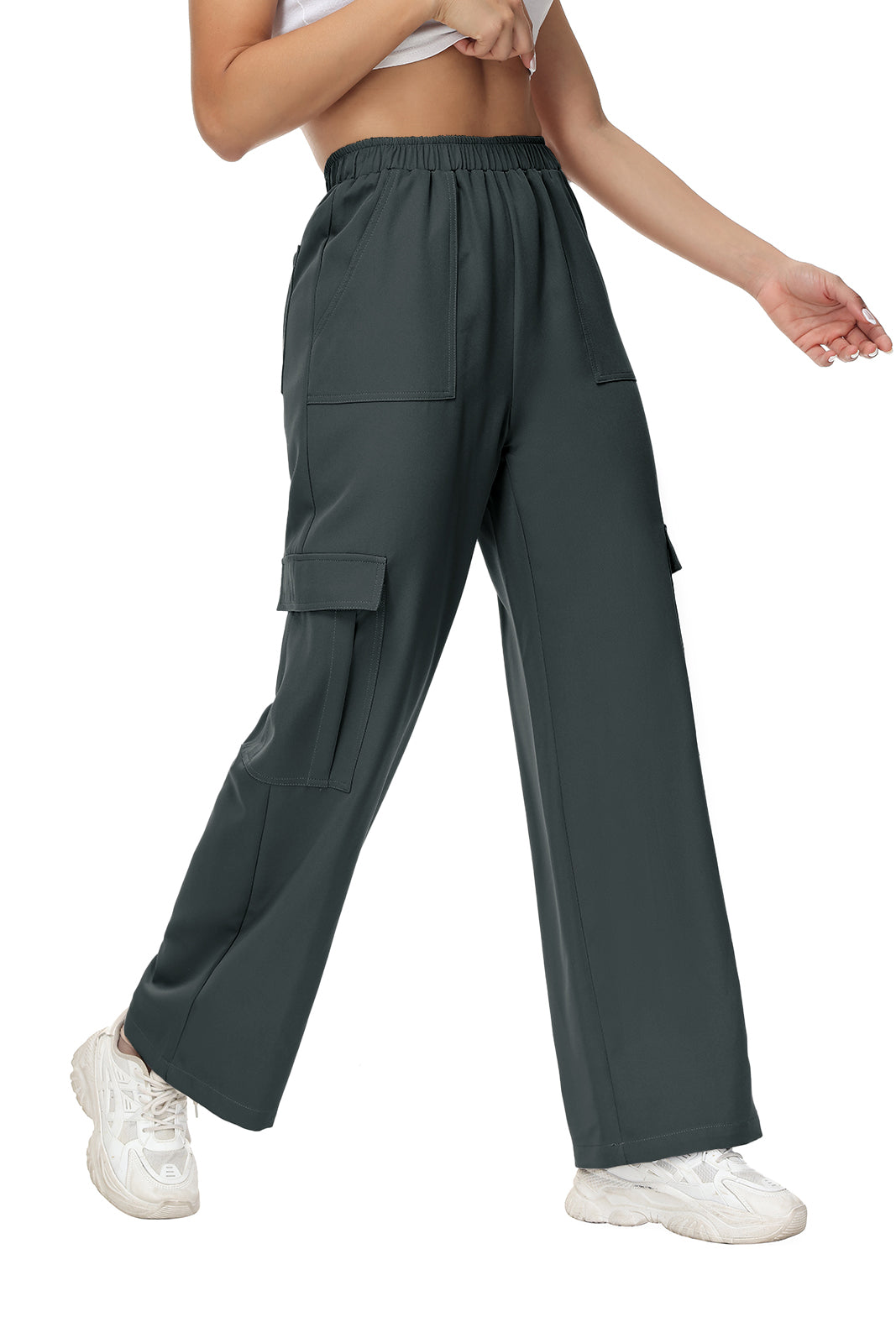 Cakulo Women's Wide Straight Leg Pants with 6 Pockets