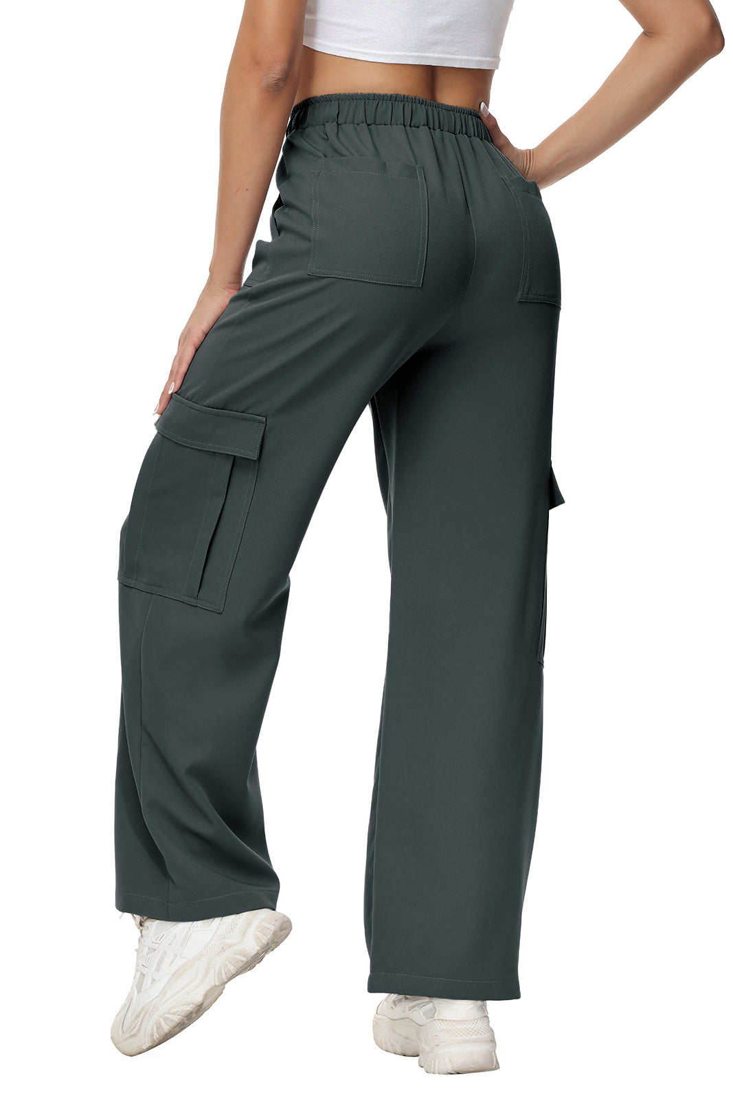 Cakulo Women's Wide Straight Leg Pants with 6 Pockets