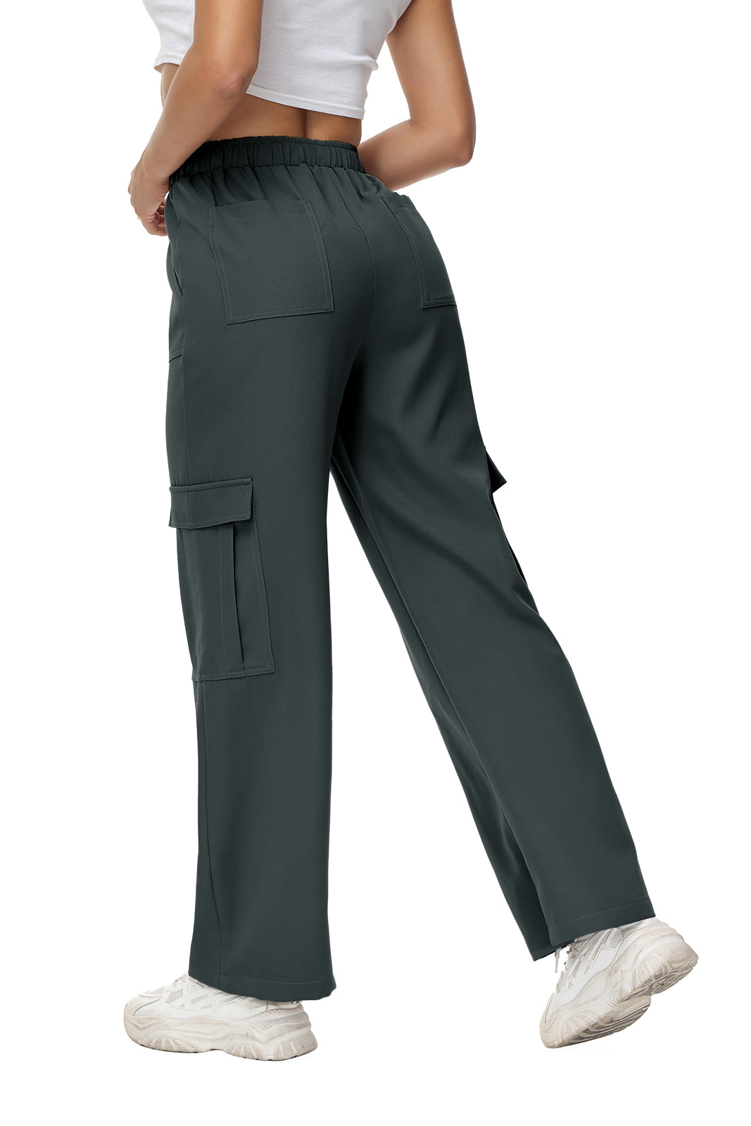 Cakulo Women's Wide Straight Leg Pants with 6 Pockets