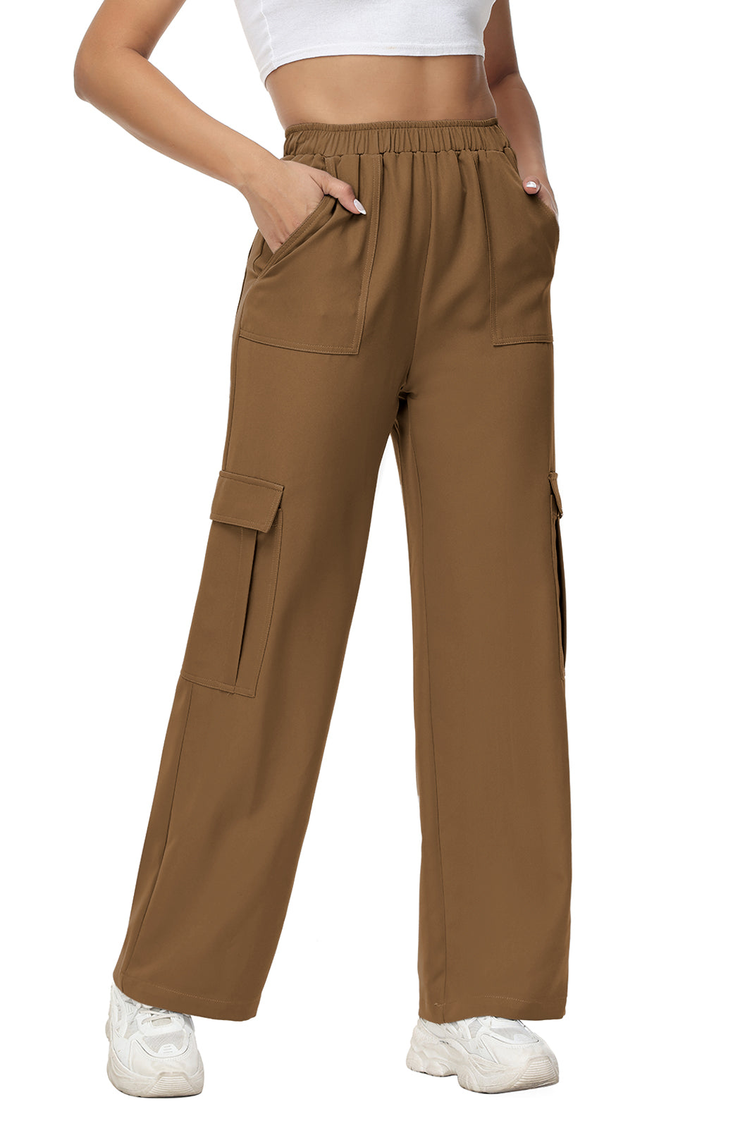 Cakulo Women's Wide Straight Leg Pants with 6 Pockets