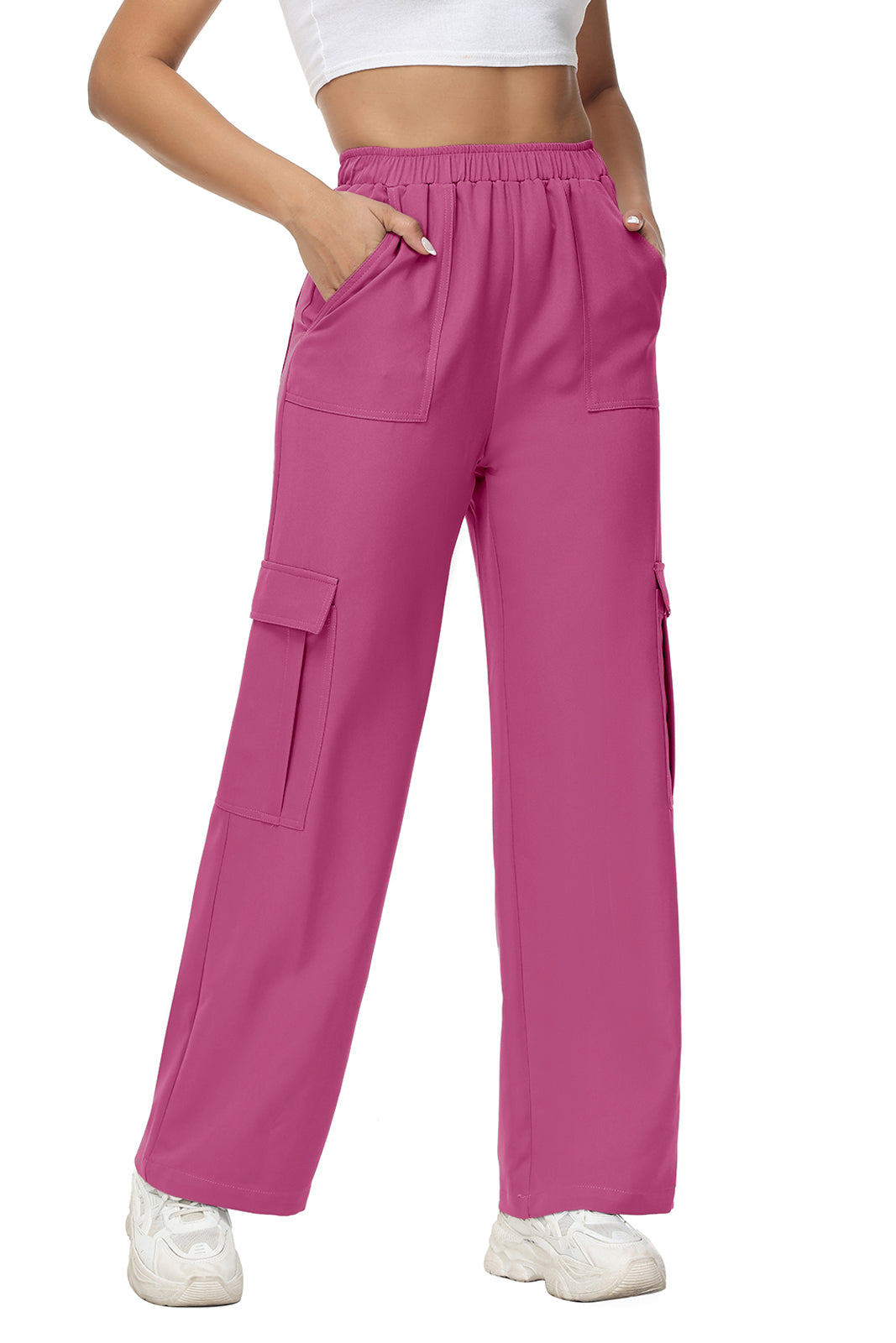 Cakulo Women's Wide Straight Leg Pants with 6 Pockets