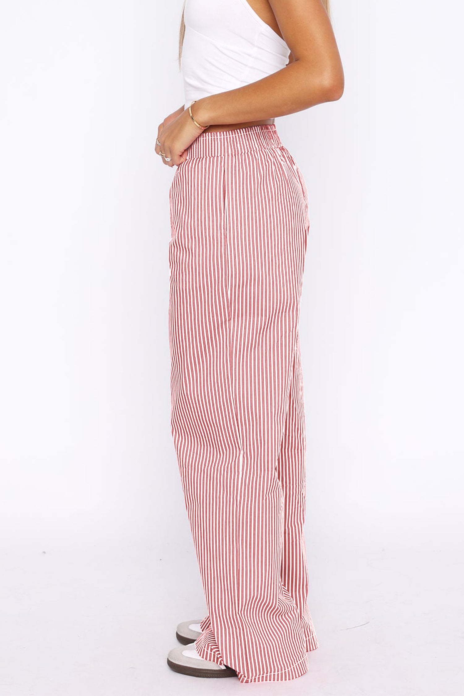 Cakulo Women's Casual Striped Wide-Leg Lounge Pants