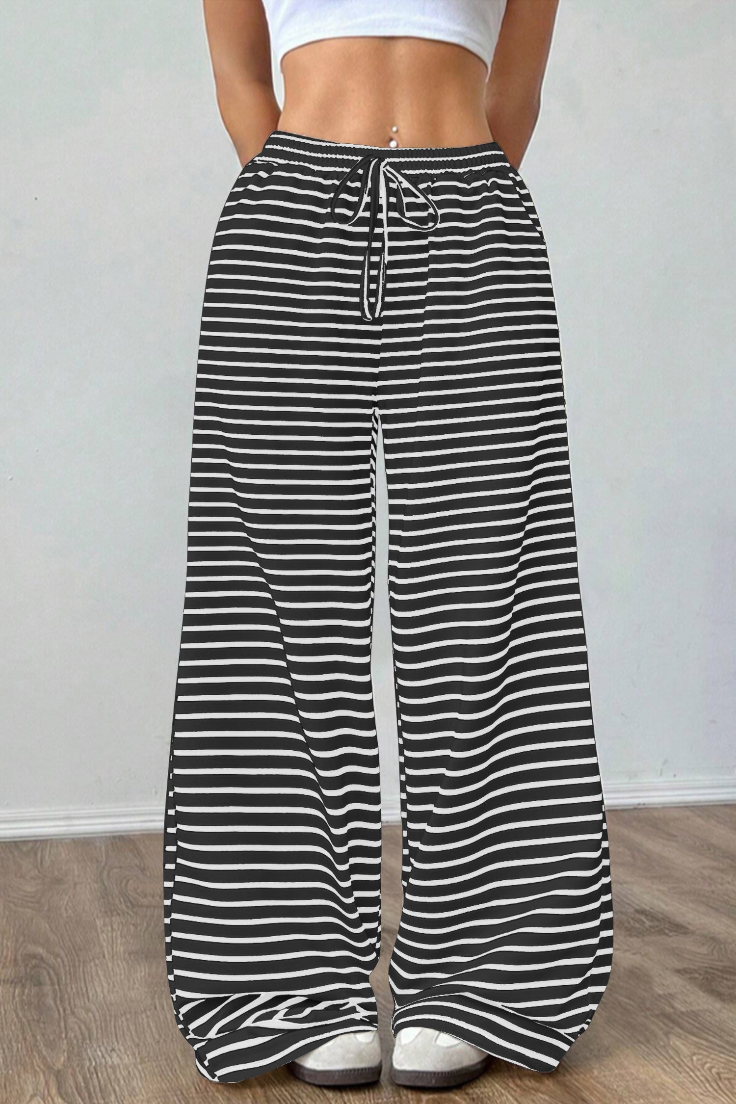 Cakulo Women's Striped High-Waist Y2K Lounge Pants with Pockets