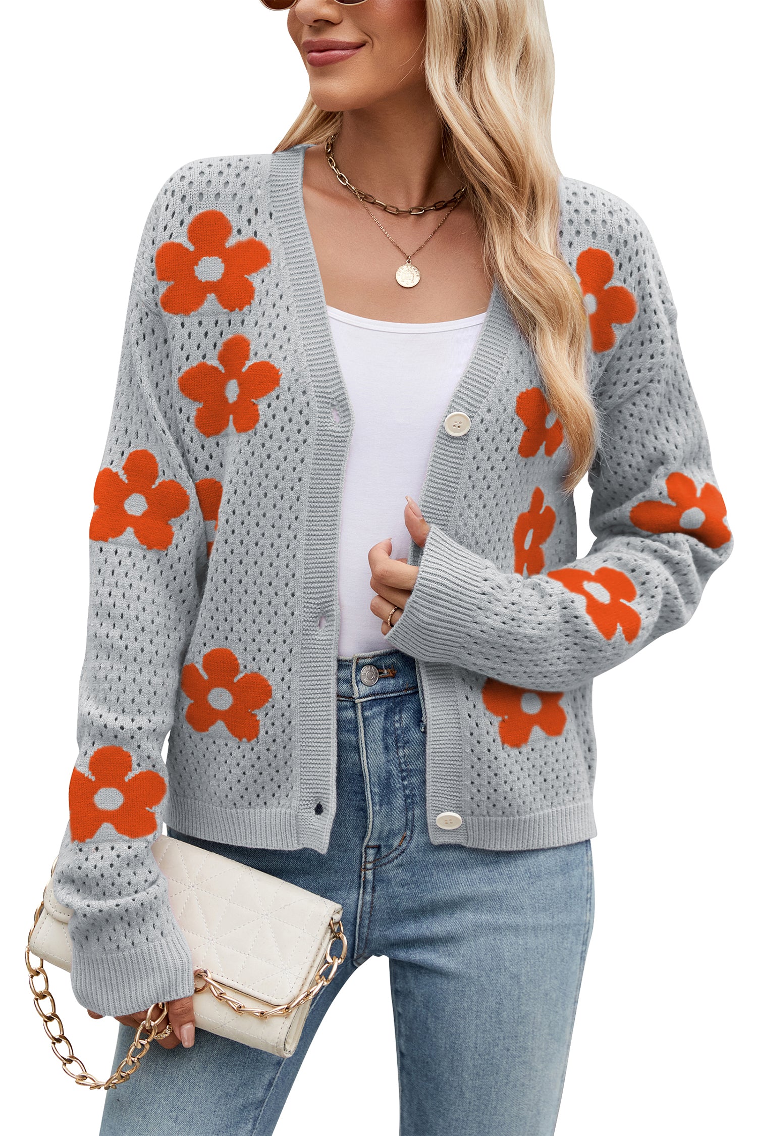 Cakulo Women's Crochet Cropped Cardigan Sweaters