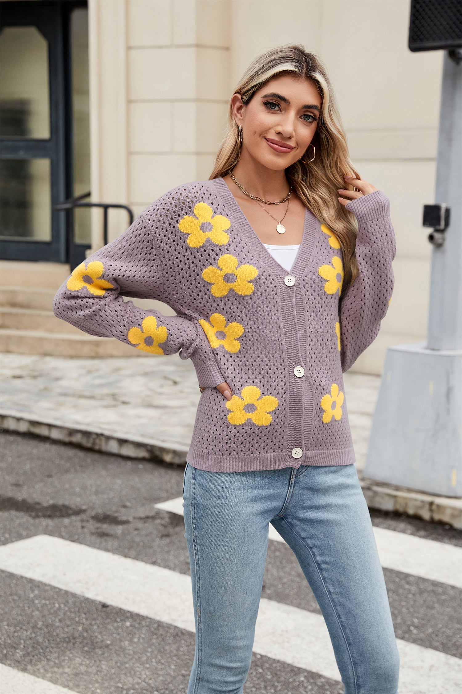 Cakulo Women's Crochet Cropped Cardigan Sweaters