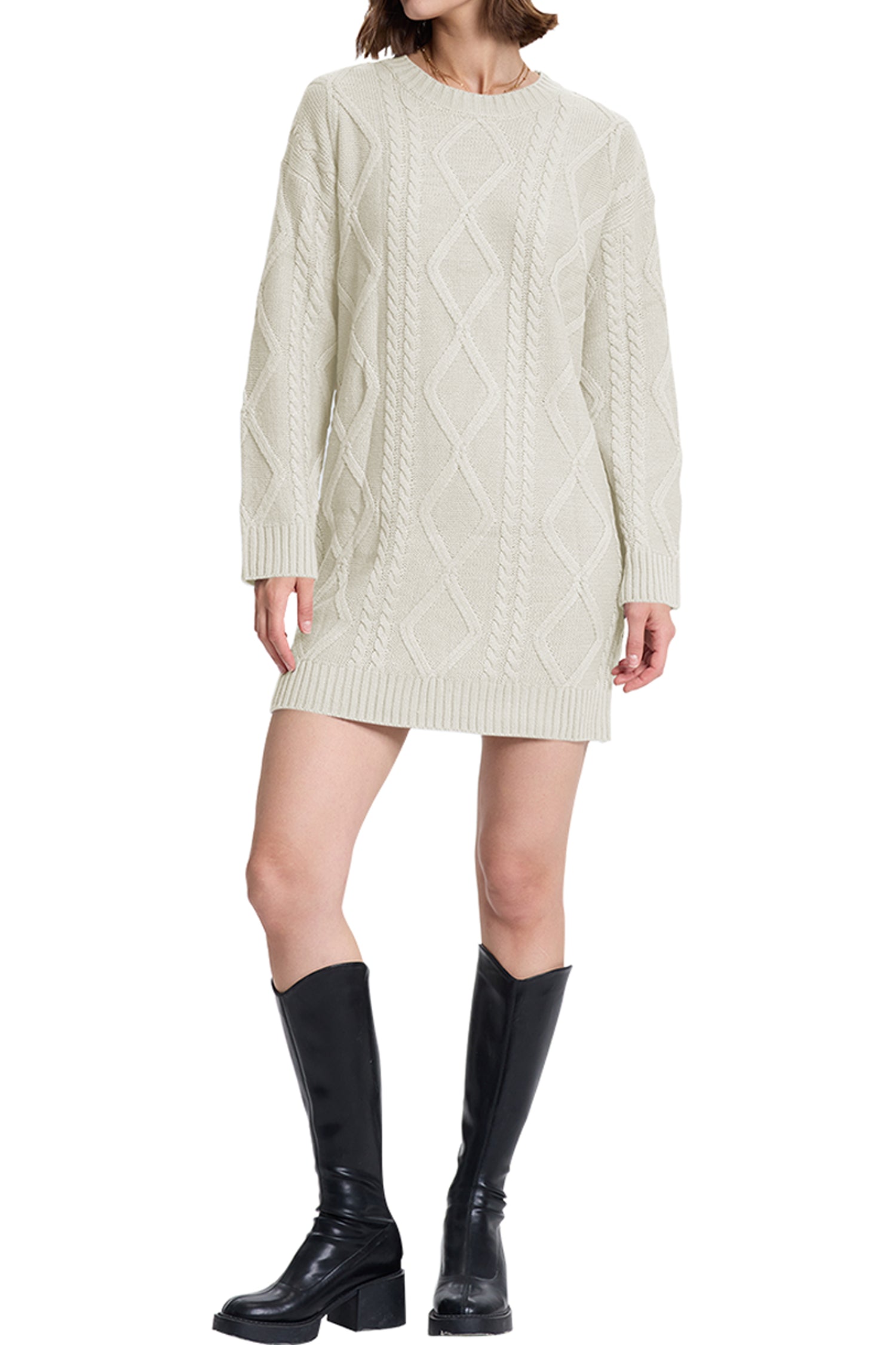 Cakulo Women's Oversized Cable Knit Sweater Dress