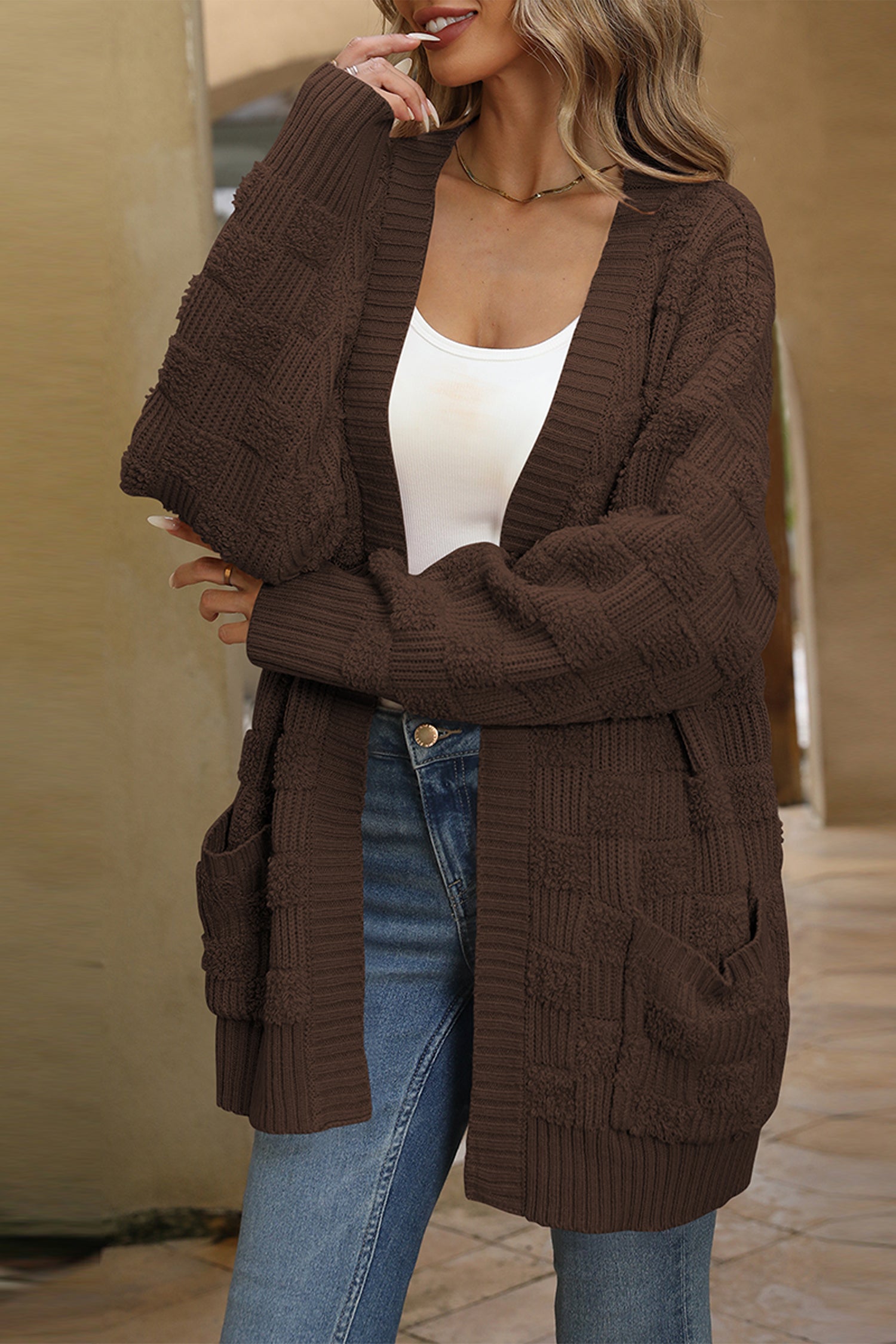 Cakulo Women's Oversized Checkered Cardigan