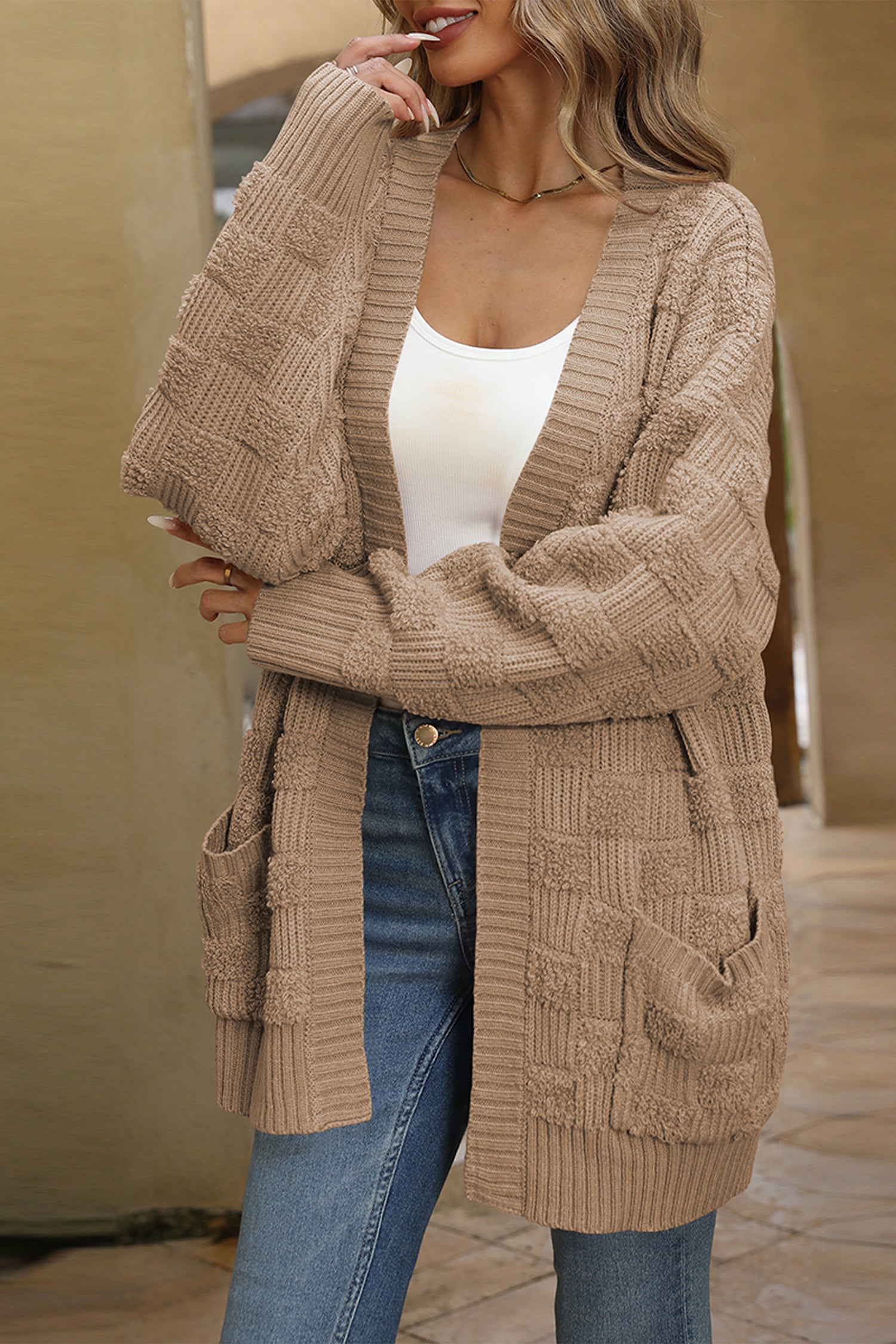 Cakulo Women's Oversized Checkered Cardigan