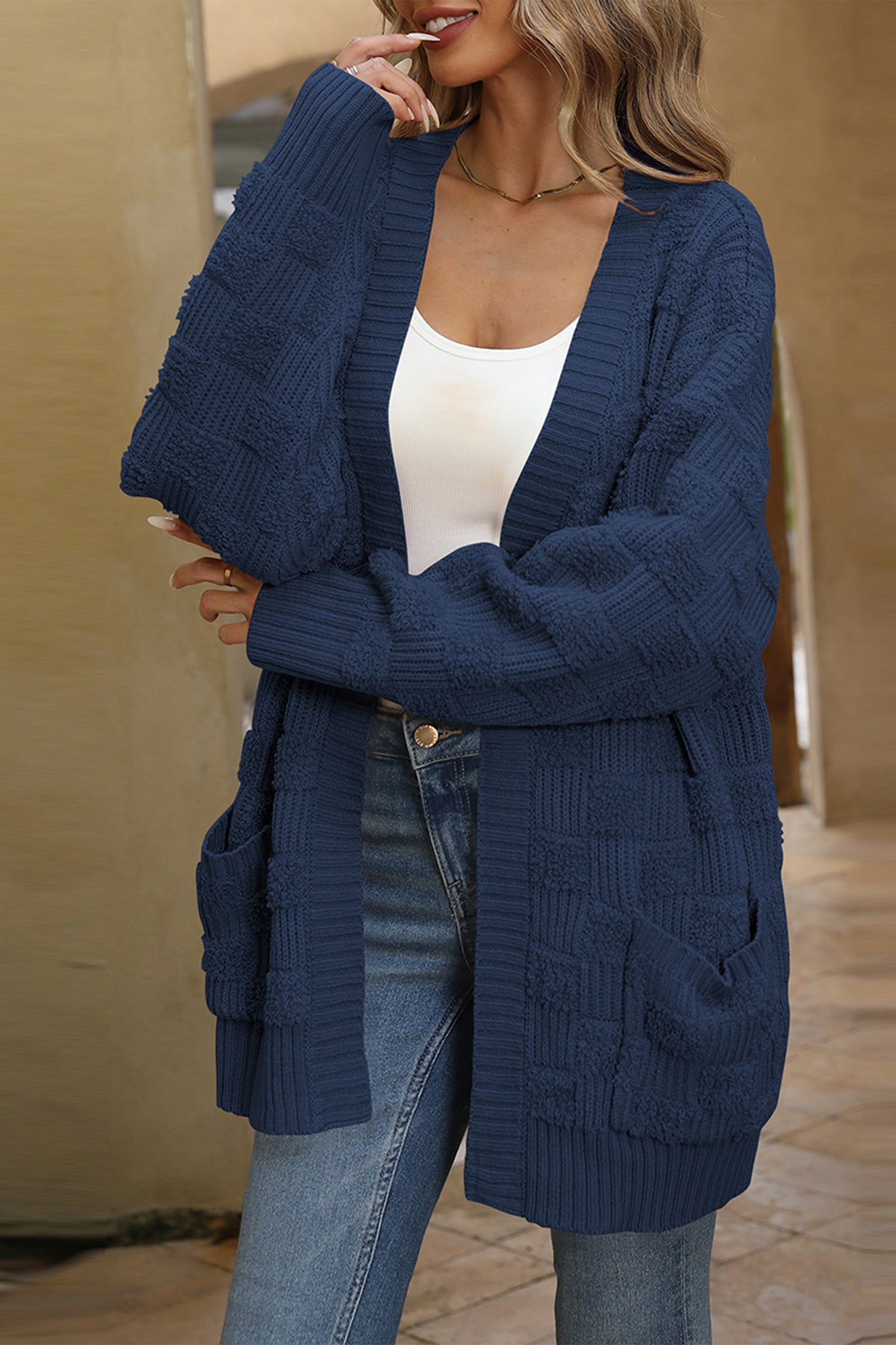 Cakulo Women's Oversized Checkered Cardigan