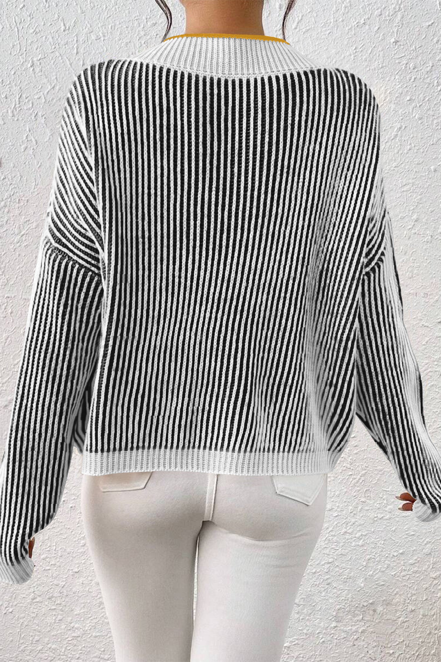 Cakulo Women's Fall Oversized Striped V-Neck Knit Sweater
