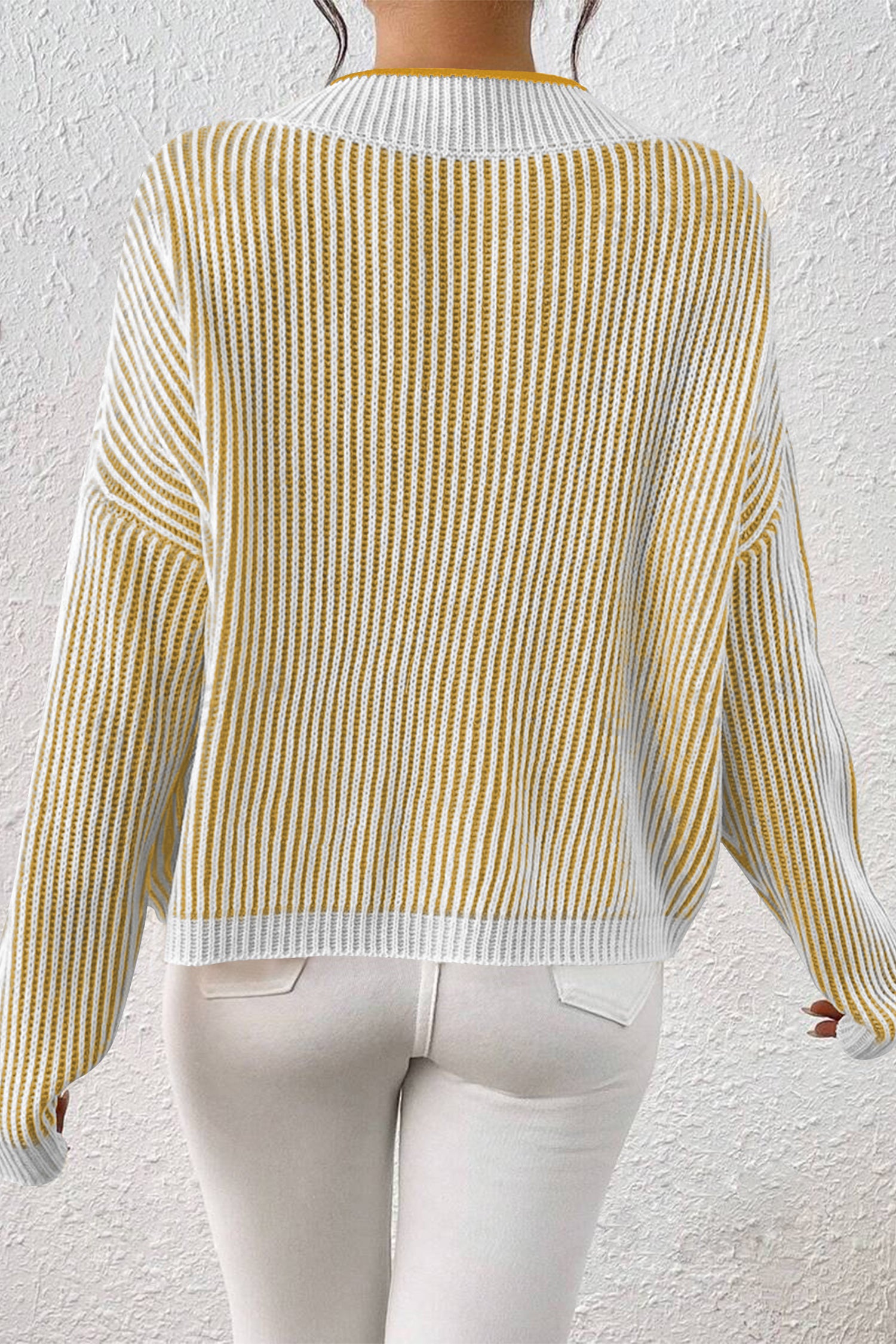 Cakulo Women's Fall Oversized Striped V-Neck Knit Sweater
