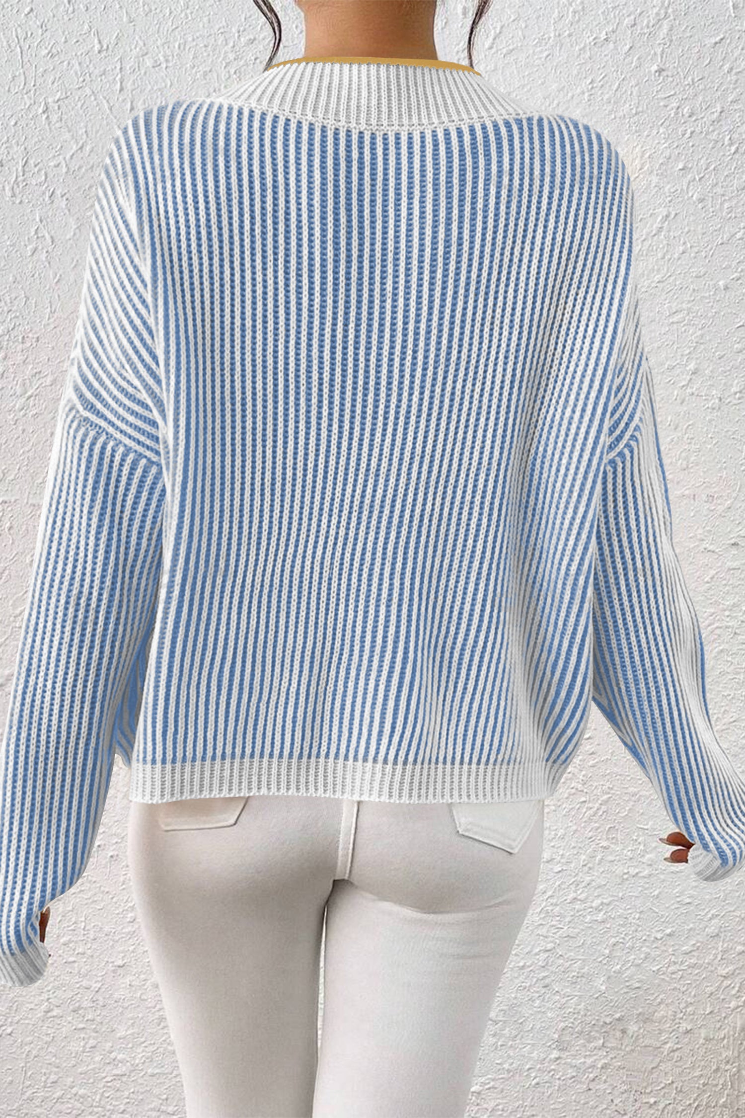 Cakulo Women's Fall Oversized Striped V-Neck Knit Sweater
