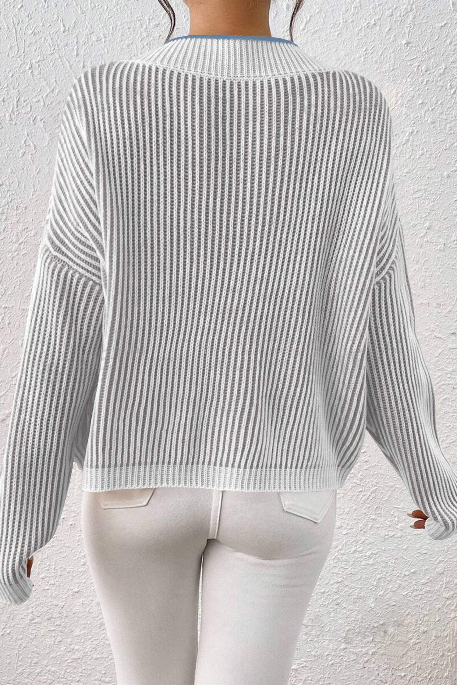 Cakulo Women's Fall Oversized Striped V-Neck Knit Sweater