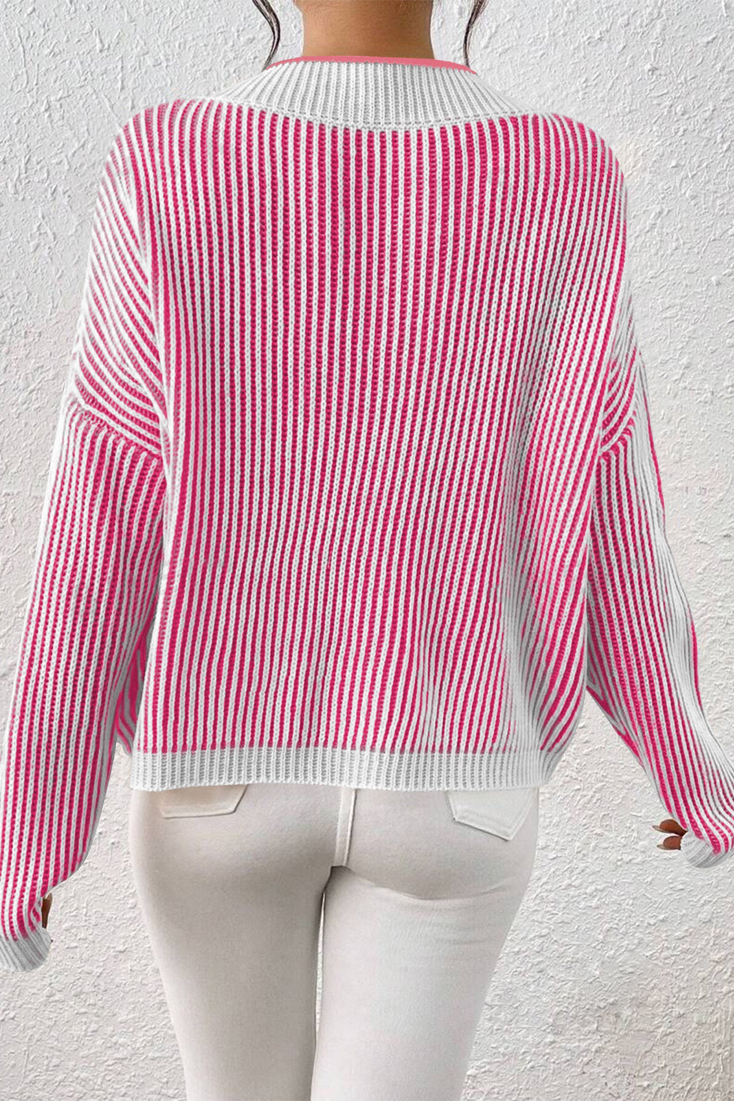 Cakulo Women's Fall Oversized Striped V-Neck Knit Sweater