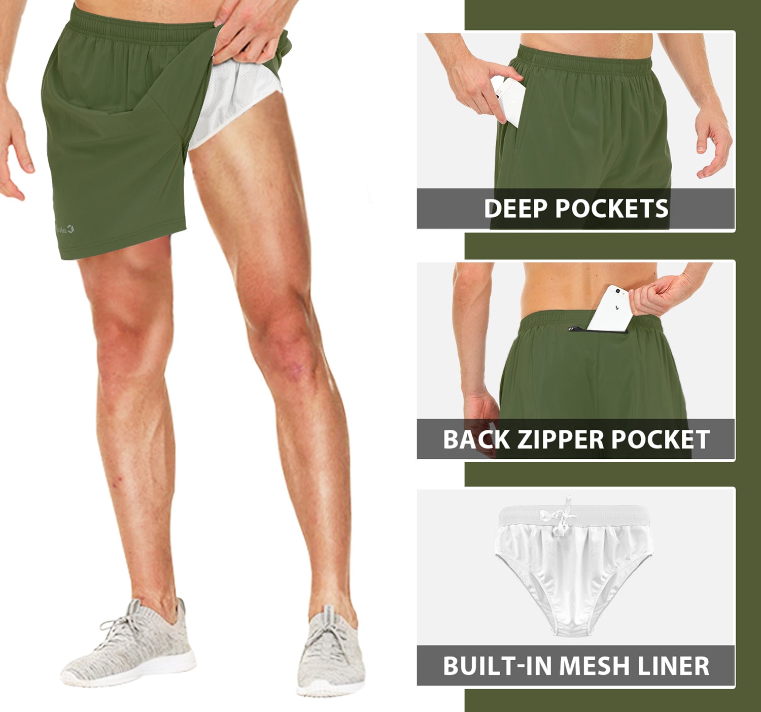 Cakulo Men's 5‘’ Running Tennis Shorts Quick Dry