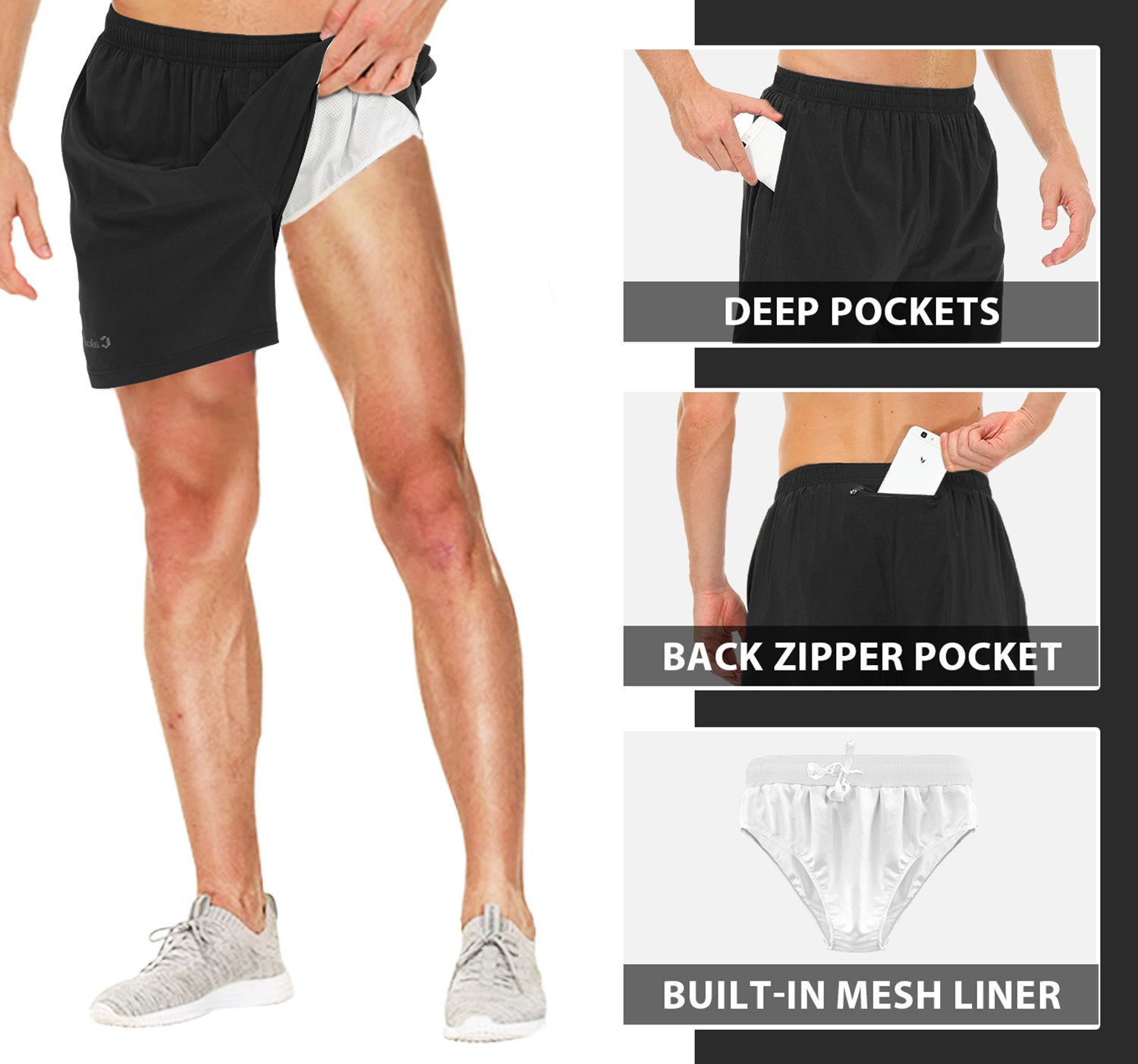 Cakulo Men's 5‘’ Running Tennis Shorts Quick Dry