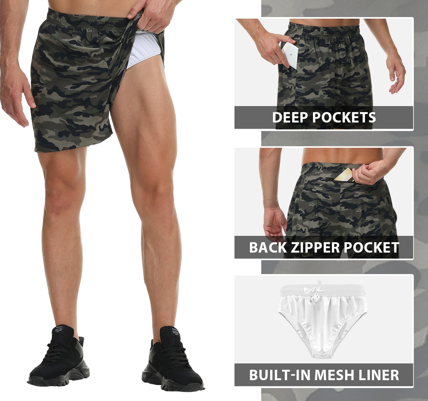 Cakulo Men's 5‘’ Running Tennis Shorts Quick Dry