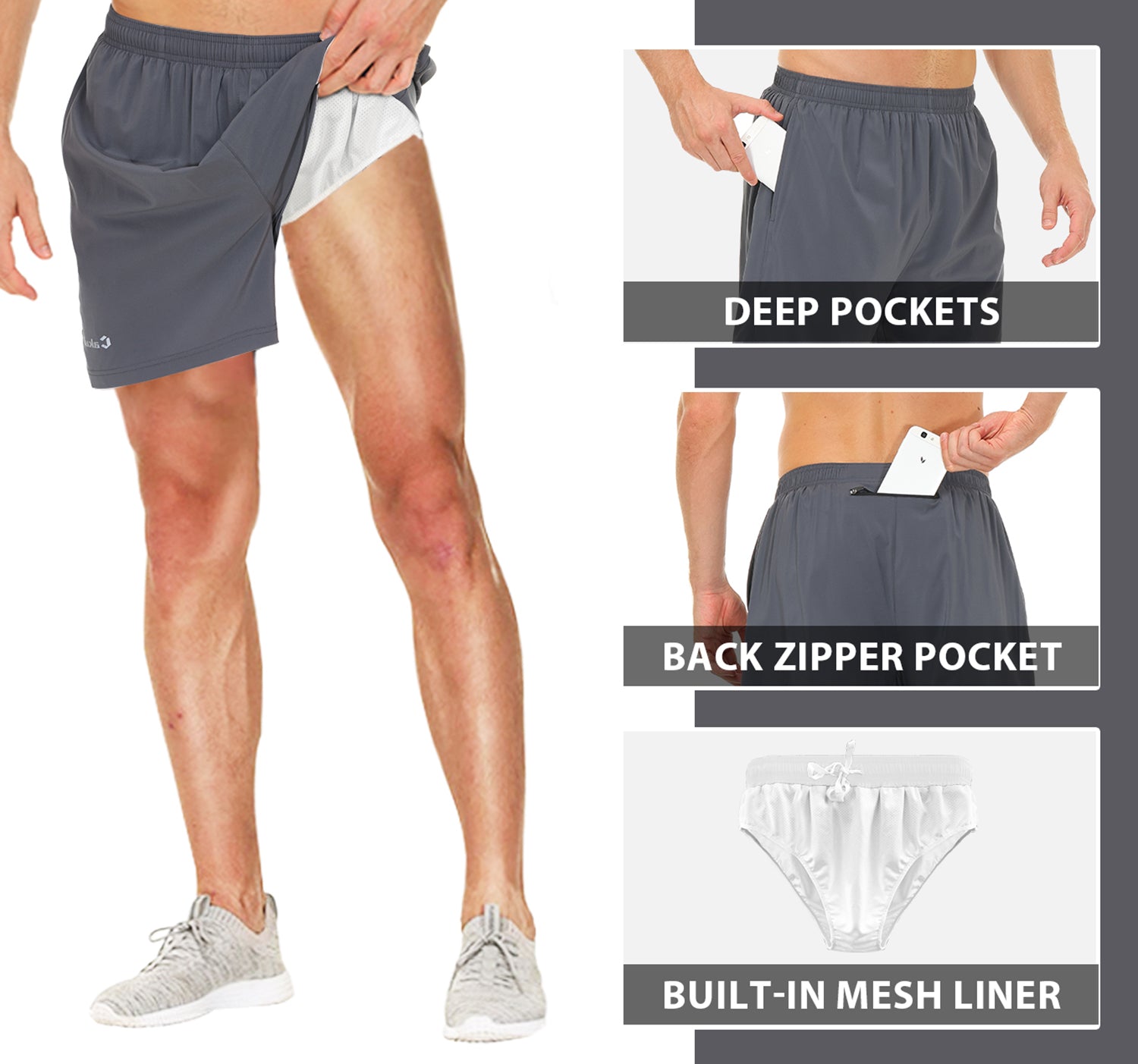 Cakulo Men's 5‘’ Running Tennis Shorts Quick Dry