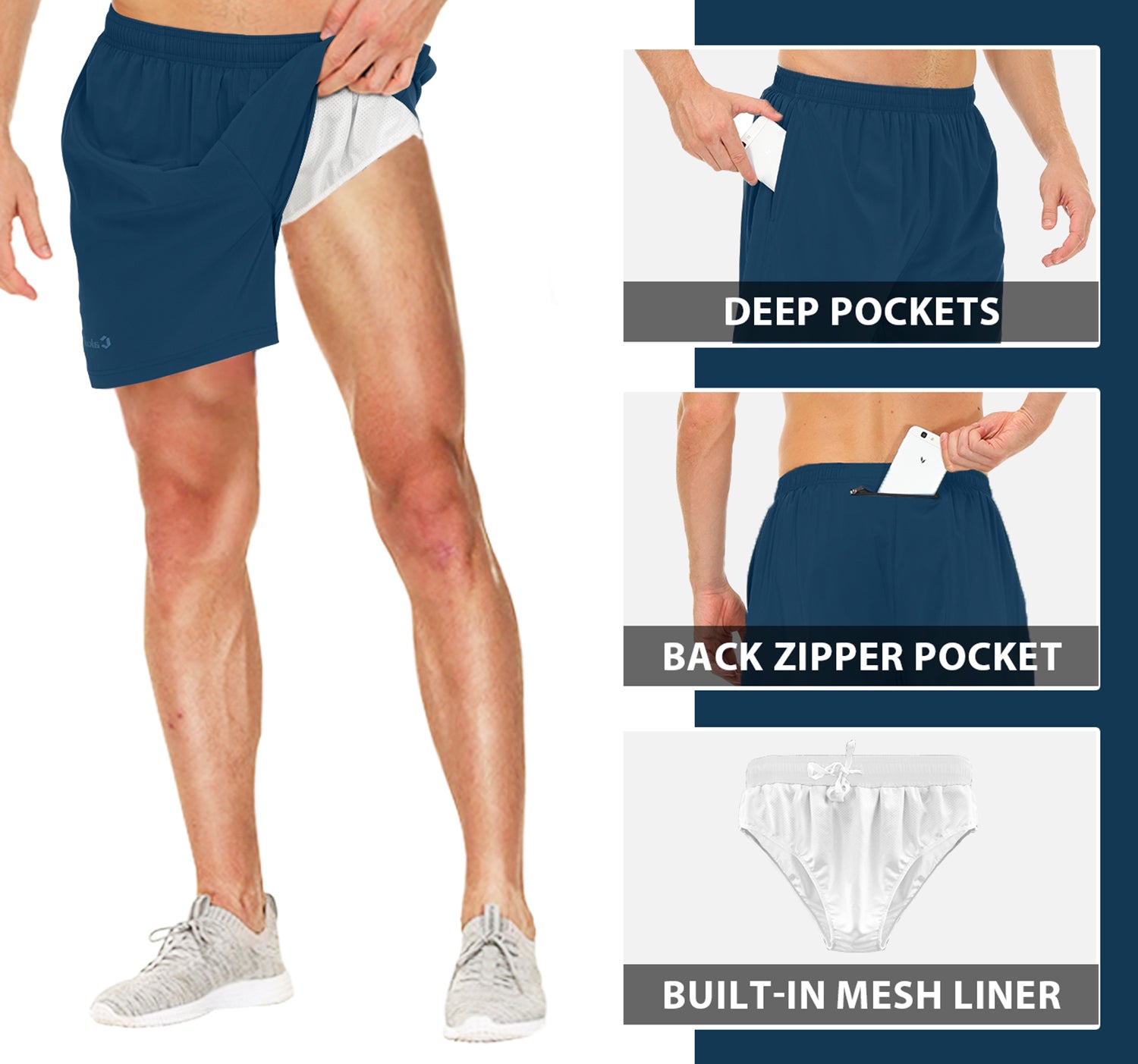 Cakulo Men's 5‘’ Running Tennis Shorts Quick Dry