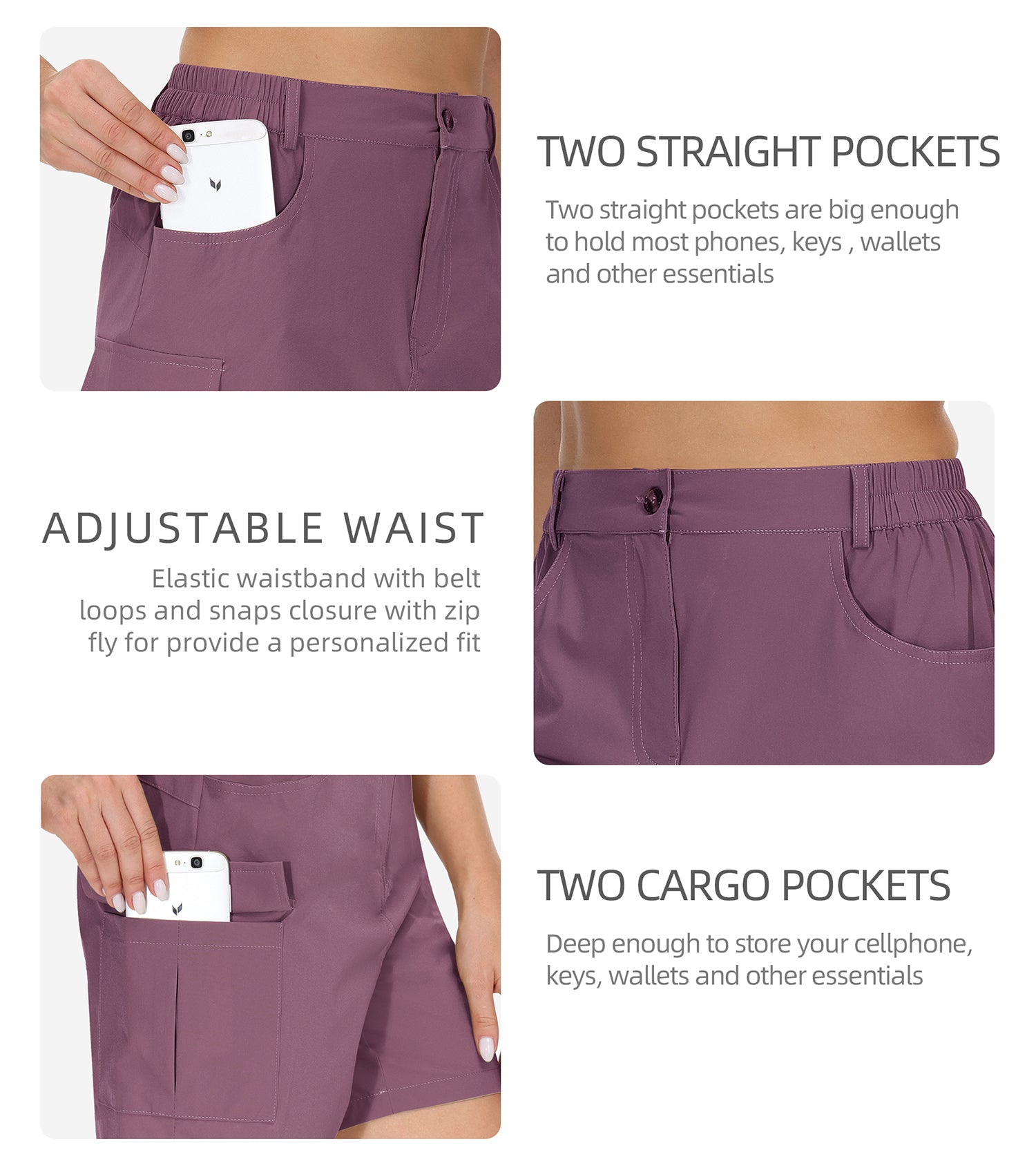 Cakulo Women's 6'' Quick Dry Hiking Shorts