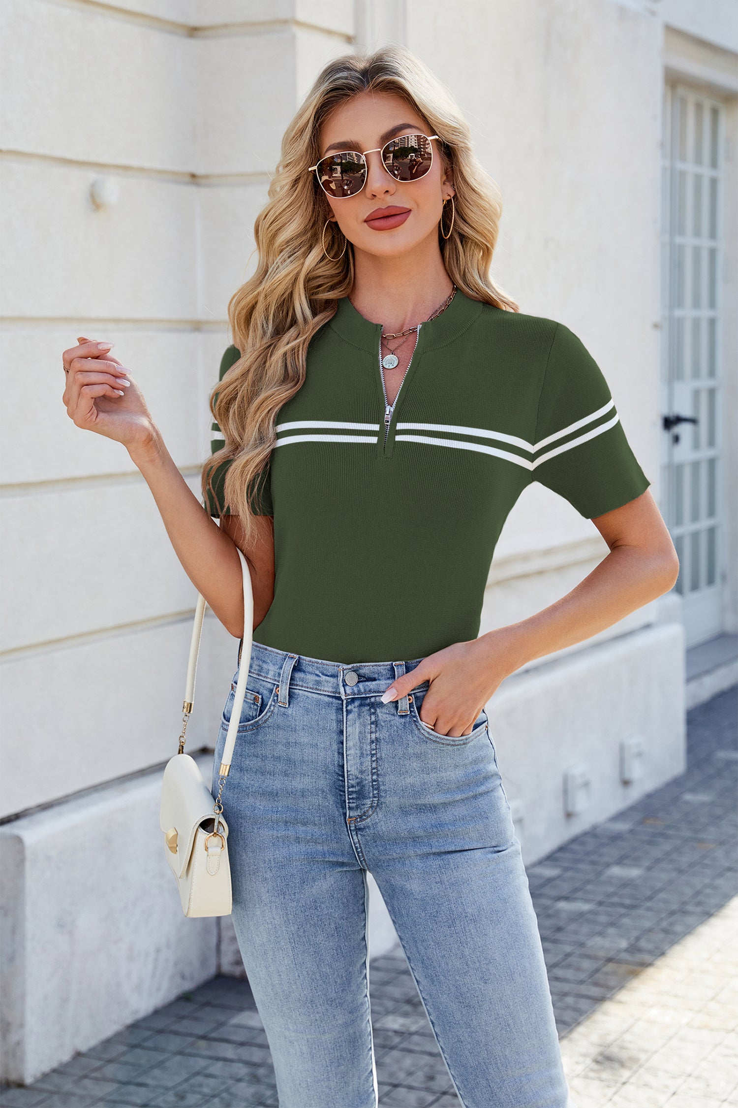 Cakulo Women's Short Sleeve Business Casual Knit Top