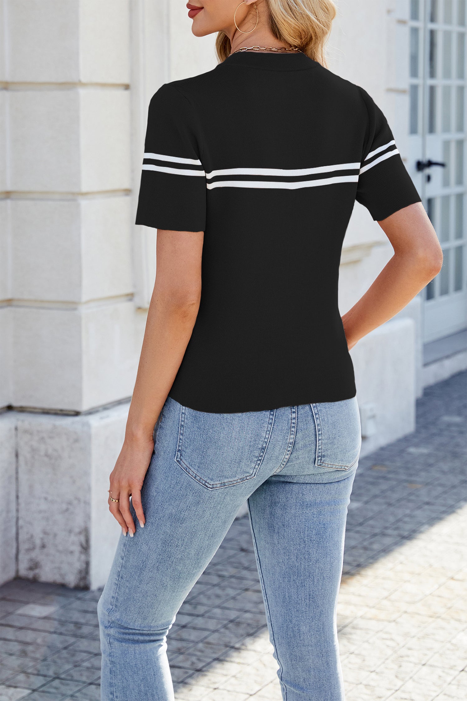 Cakulo Women's Short Sleeve Business Casual Knit Top