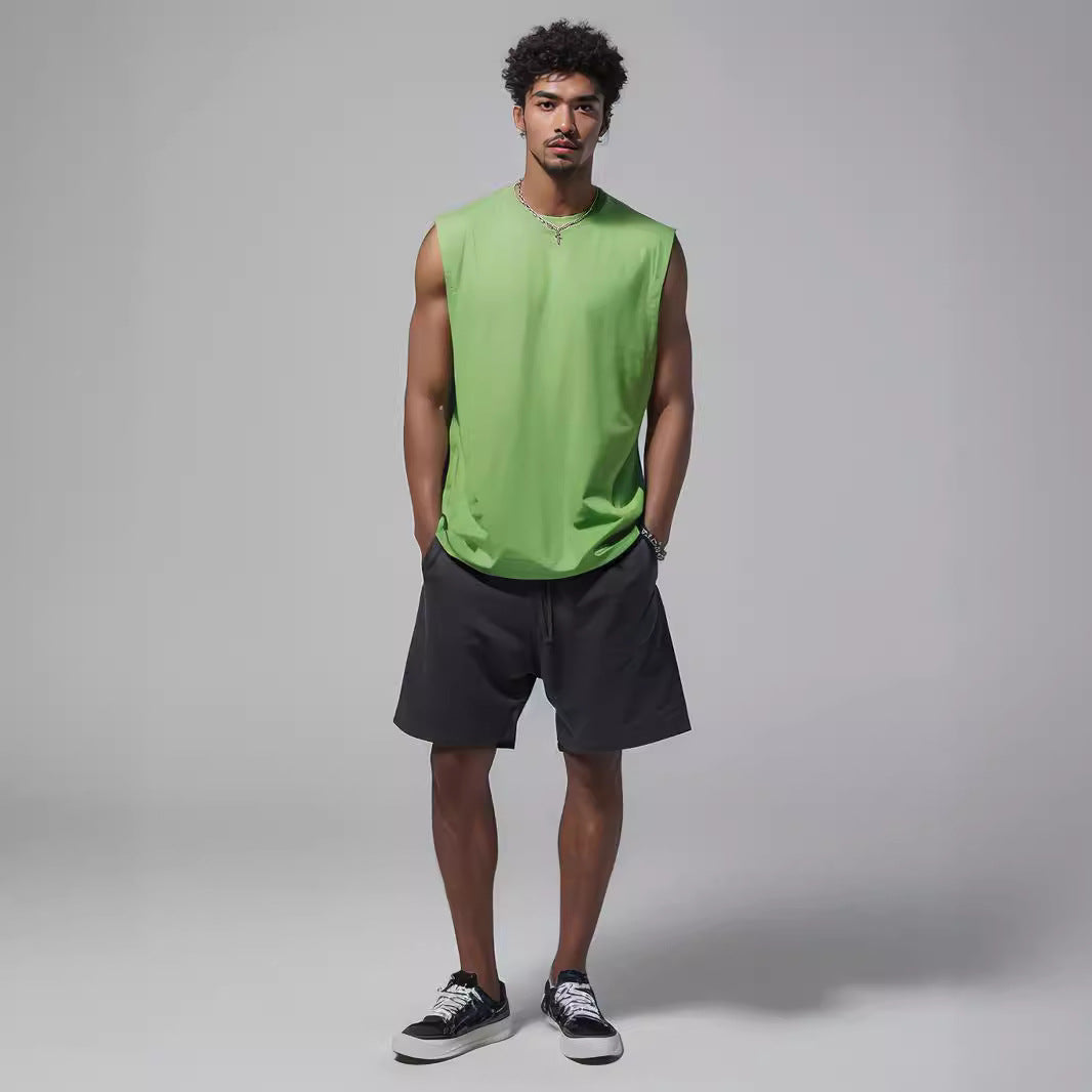 Cakulo Men's Wide Shoulder Sleeveless Vest Men's Simple Solid Color Loose