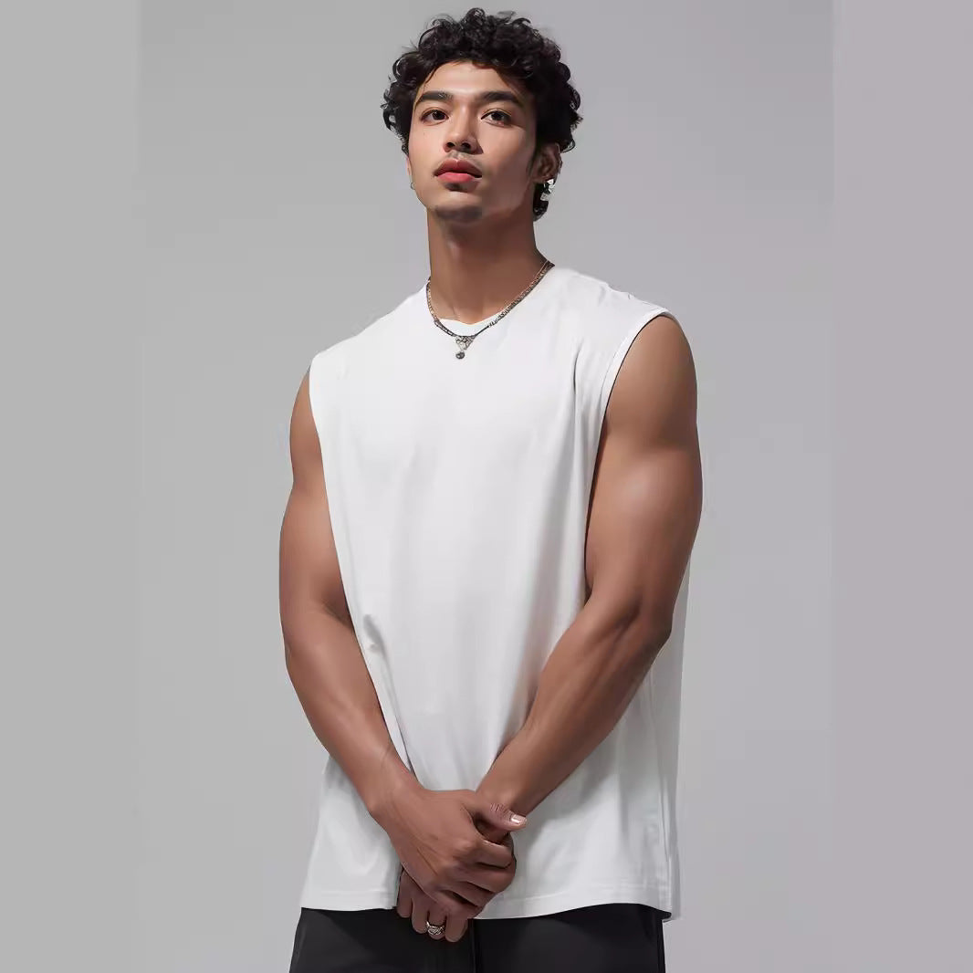 Cakulo Men's Wide Shoulder Sleeveless Vest Men's Simple Solid Color Loose