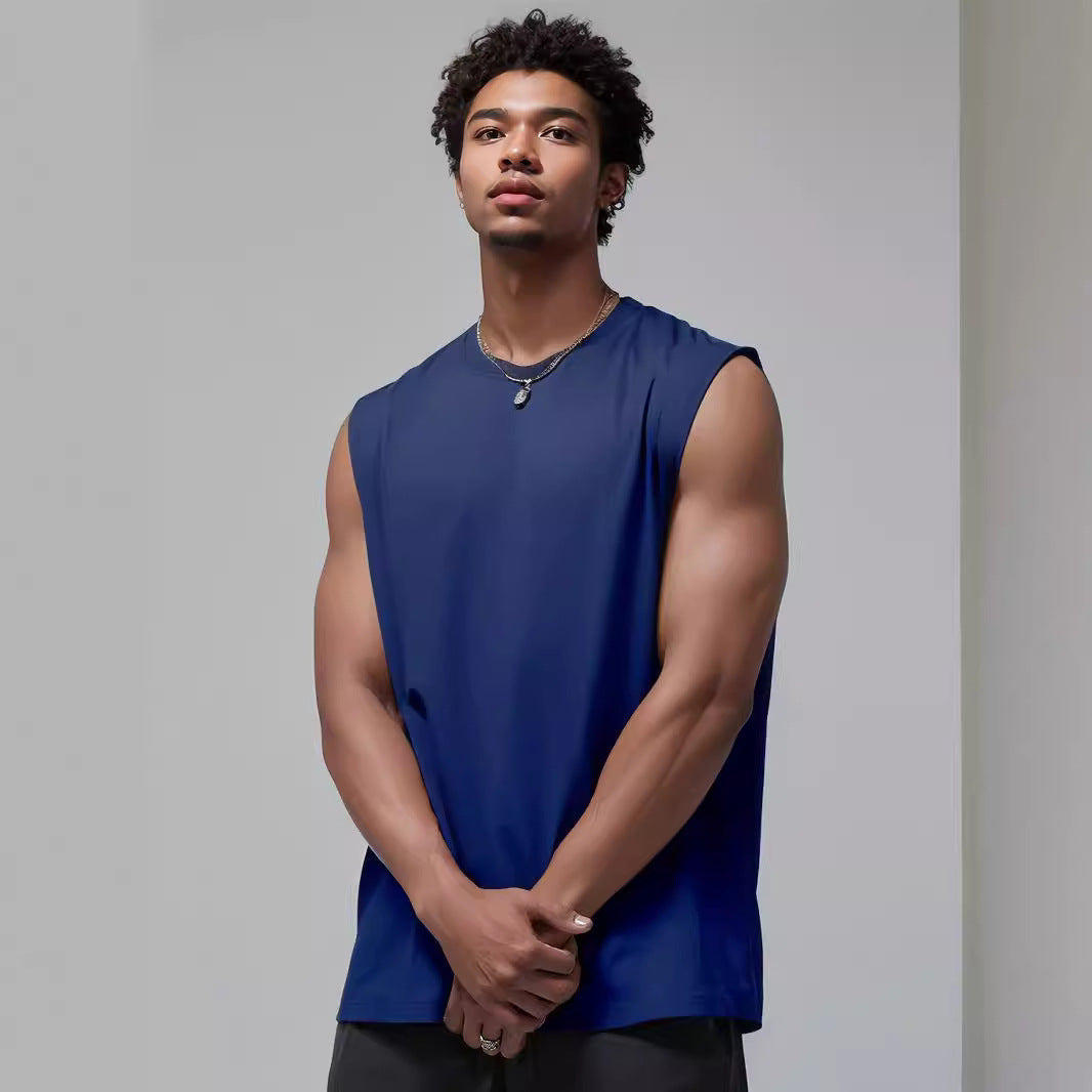 Cakulo Men's Wide Shoulder Sleeveless Vest Men's Simple Solid Color Loose