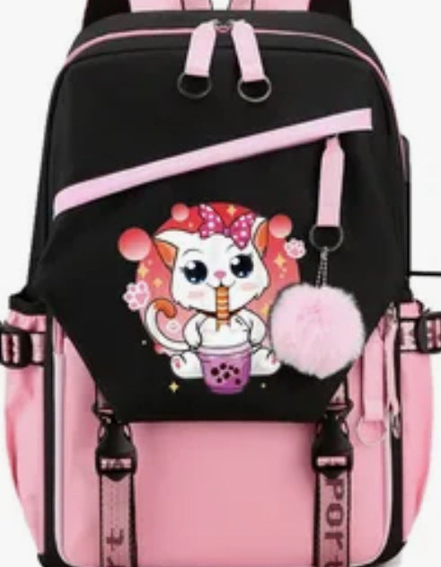 Yanmao Cat Backpack for Children, Elementary School Students in Grades Three to Six, Boys and Girls, Middle School Students, College Students, Campus Double Shoulder Bag