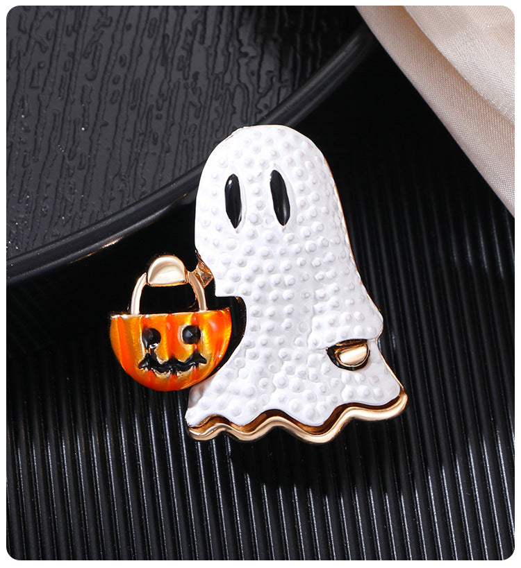 3pieces Fashion Halloween New Brooch White Ghost Horror Pumpkin Head Pin Brooch Fun Holiday Accessory