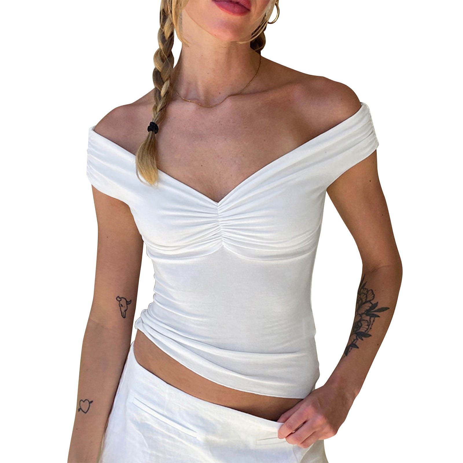 Cakulo Women's Yellow Off The Shoulder Top Sleeveless